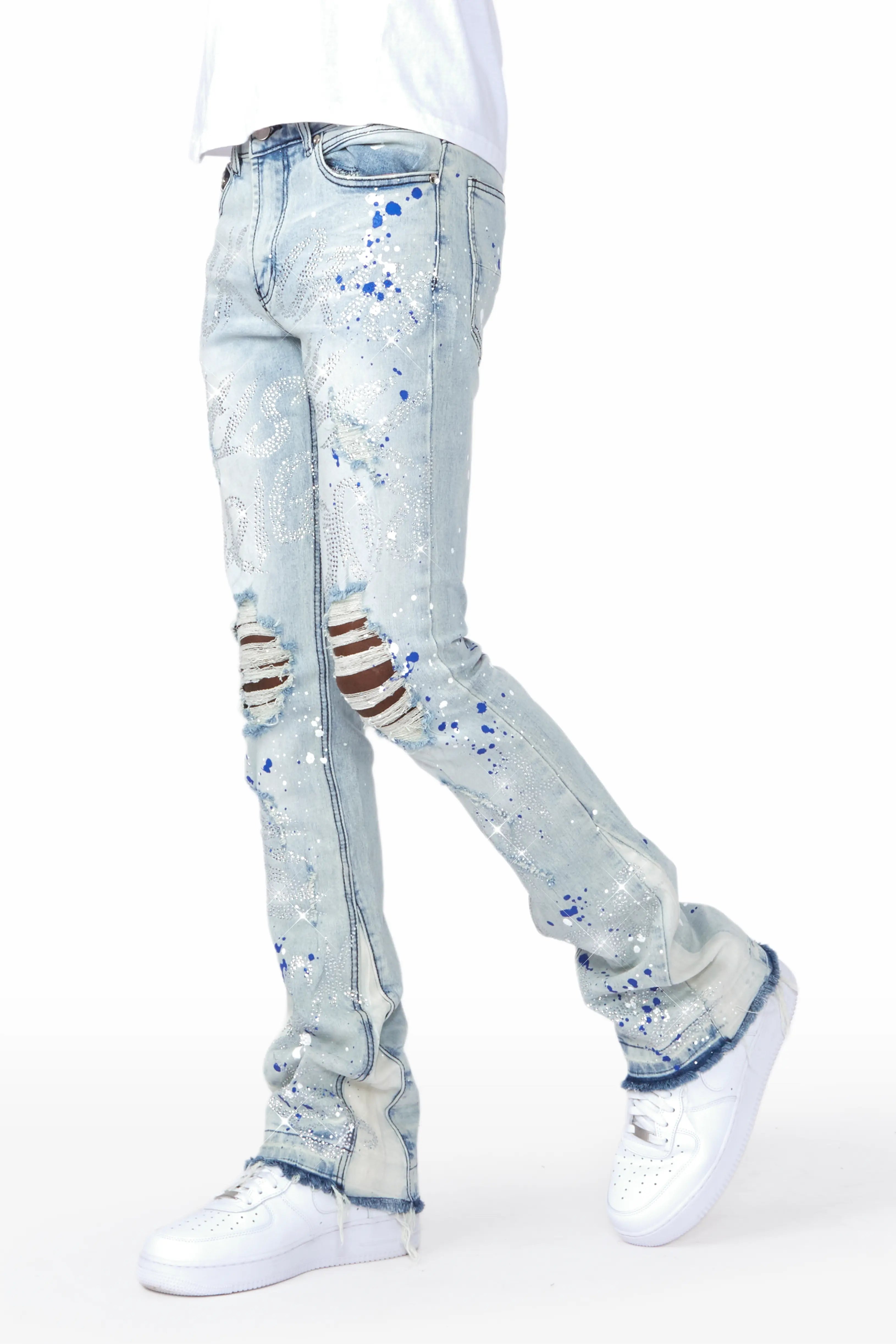 Eren Blue/Royal Blue Stacked Flare Jean