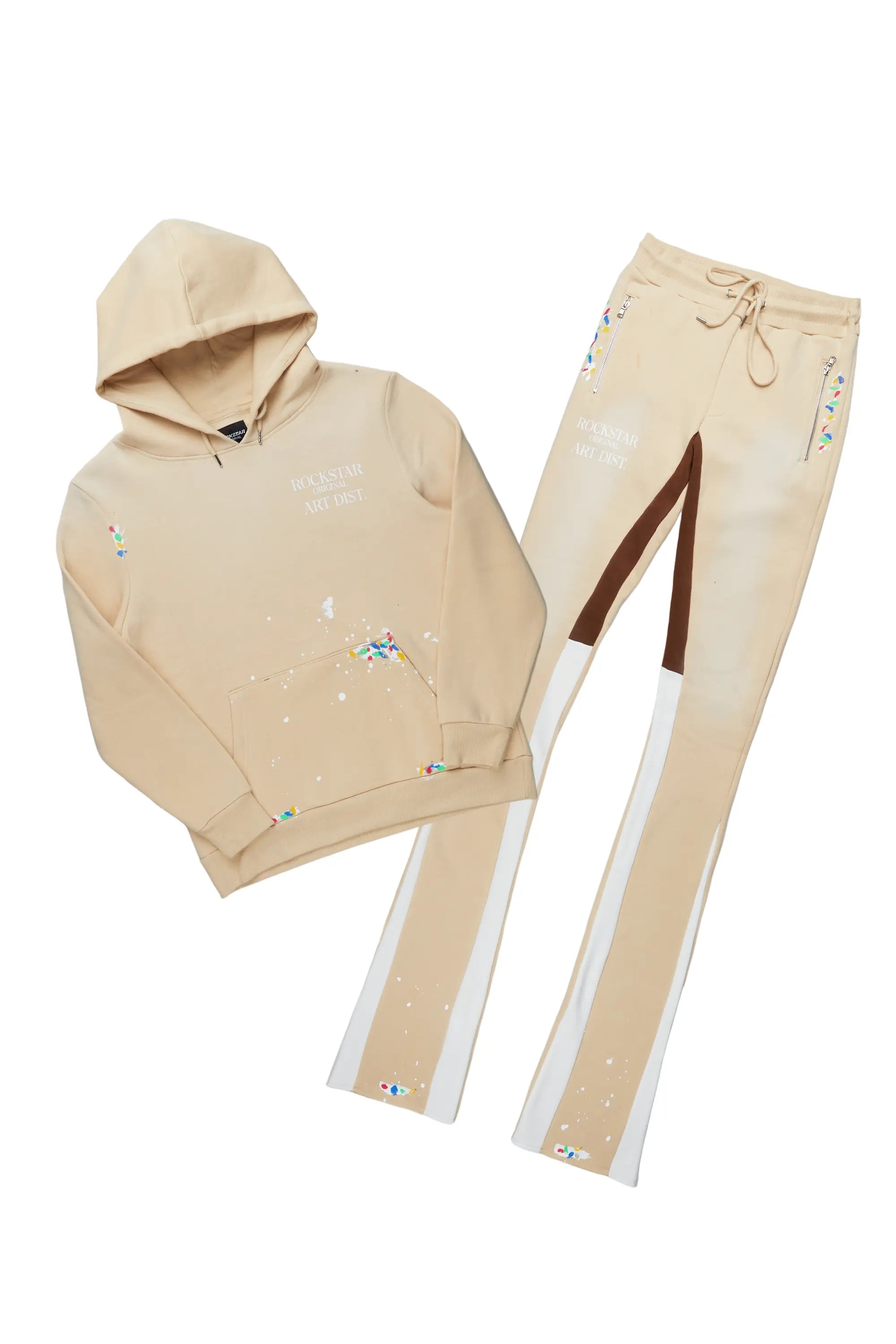 Rockstar Art Dist. Beige/White Super Stacked Pant Set