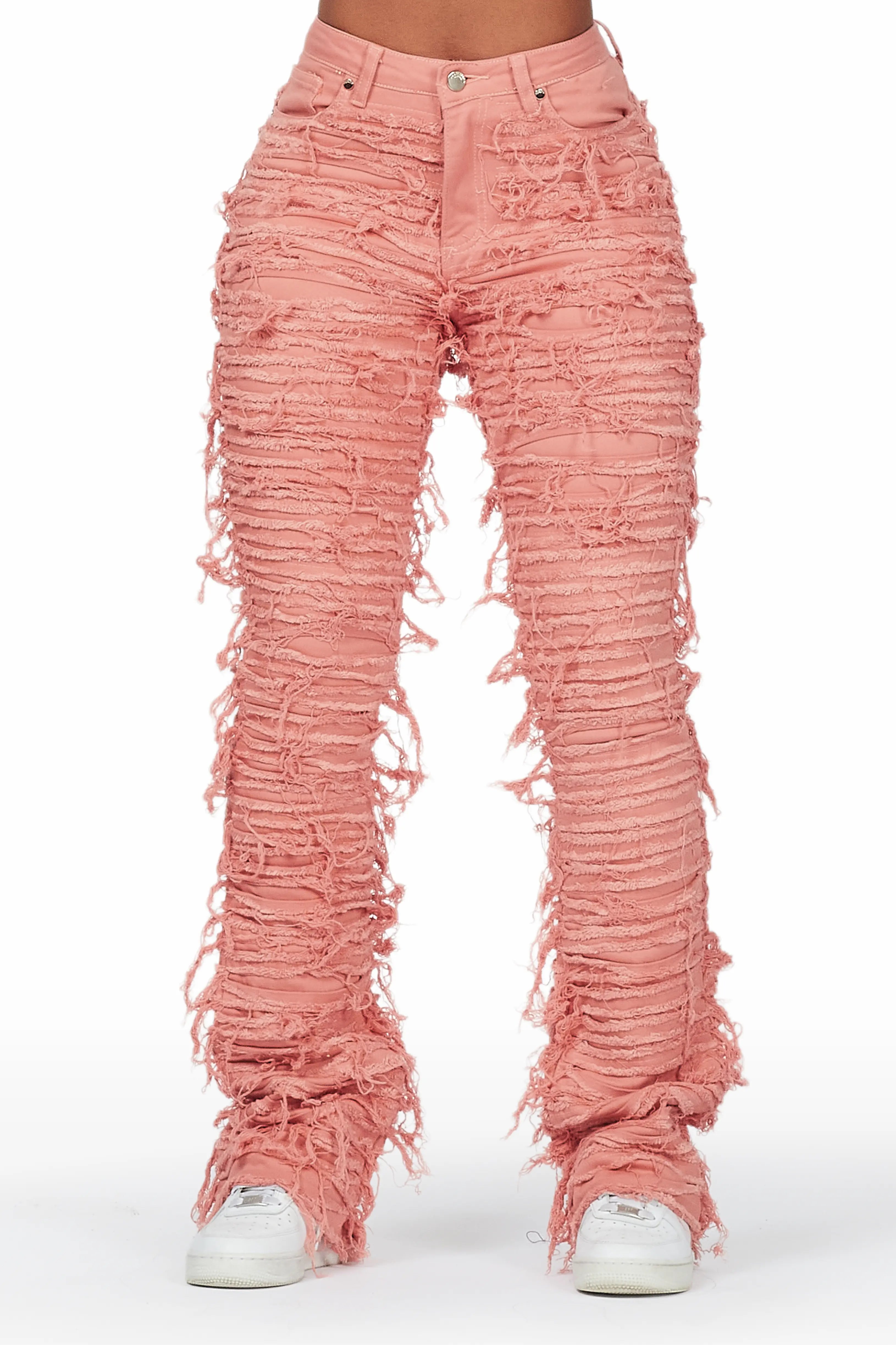 Melany Pink Stacked Flared Jean