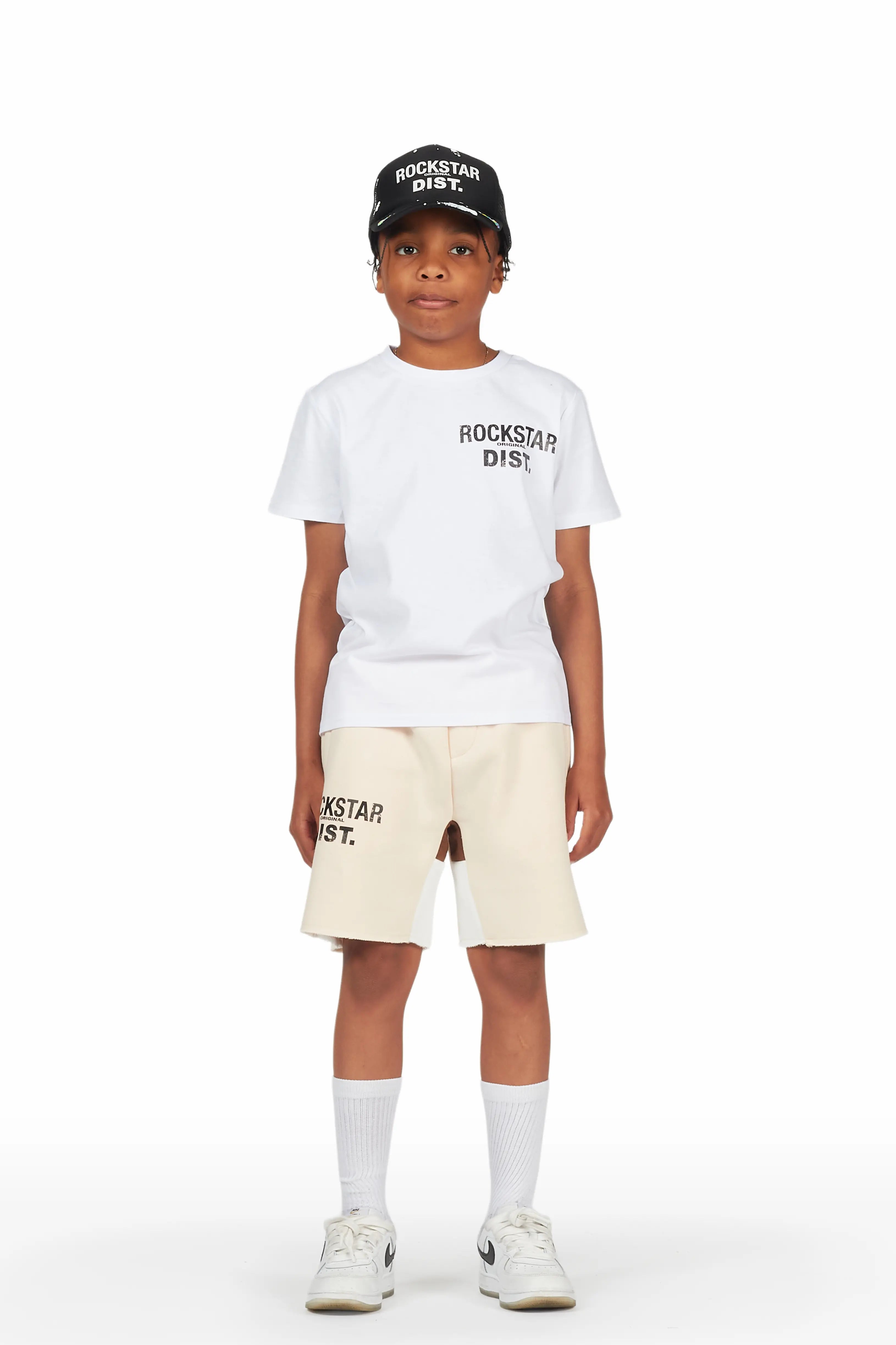 Boys Buck 3.0 White/Beige T-Shirt Short Set