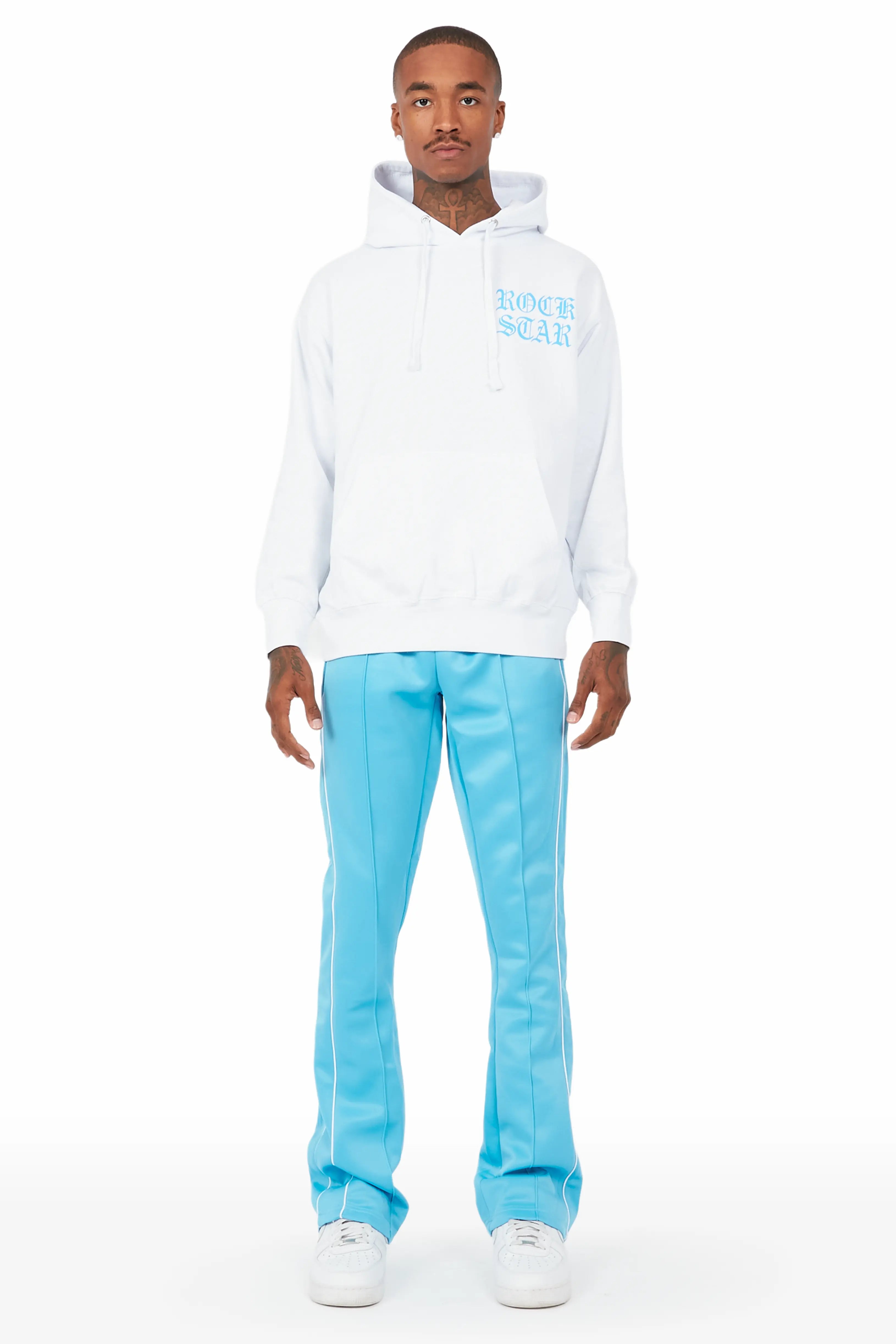 Murdra White/Blue Hoodie Track Set