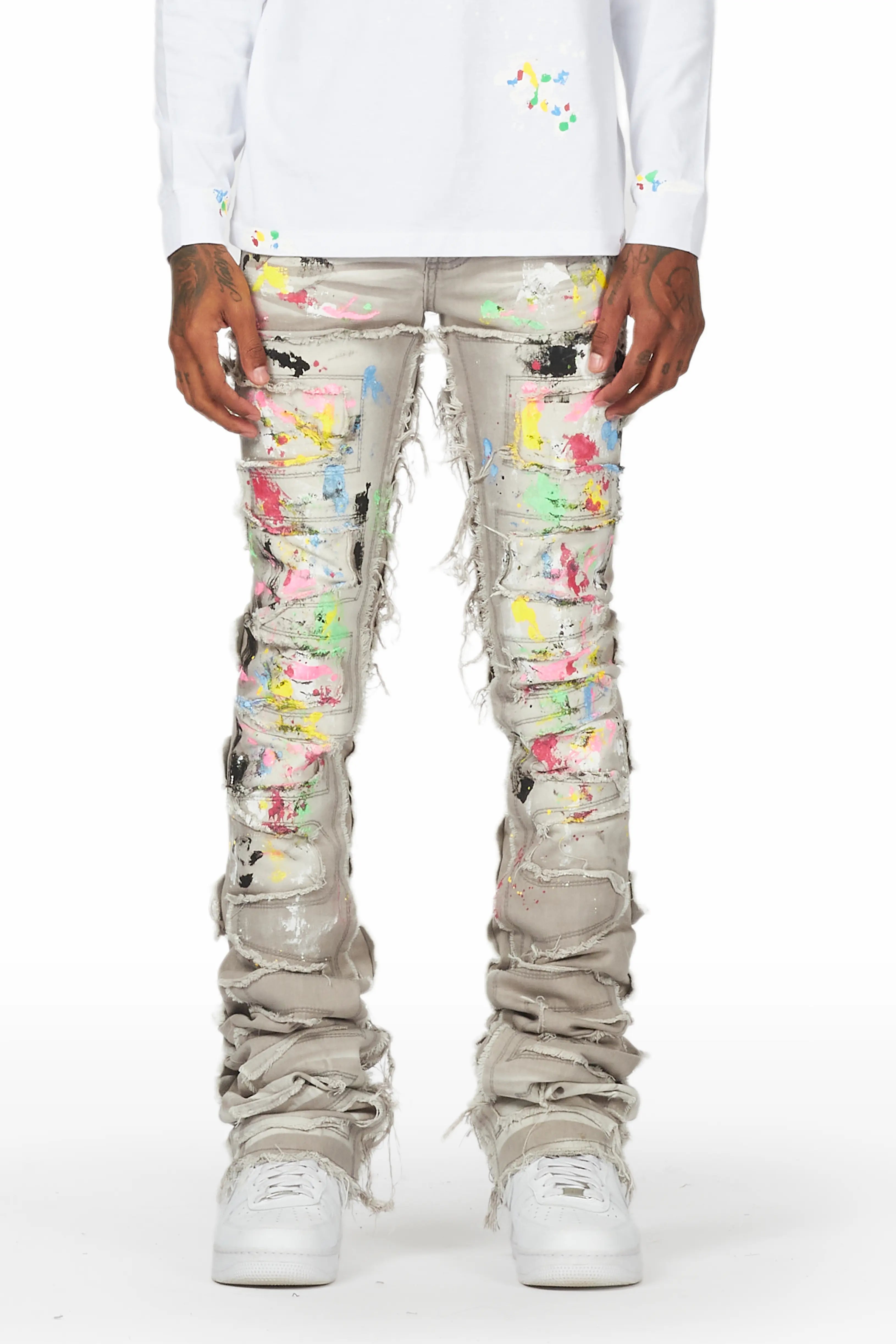 Sebat Grey Painter Super Stacked Jean