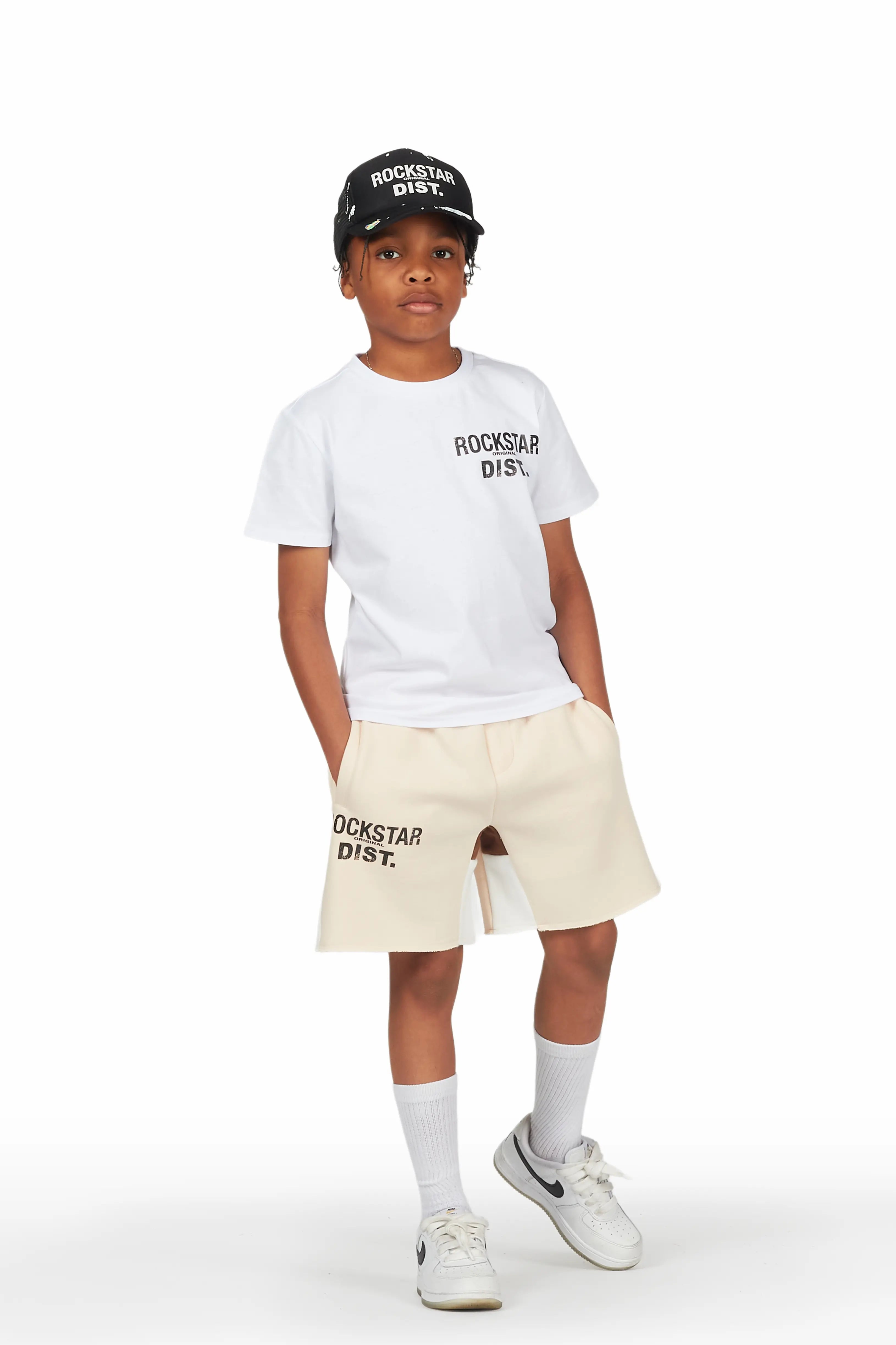 Boys Buck 3.0 White/Beige T-Shirt Short Set