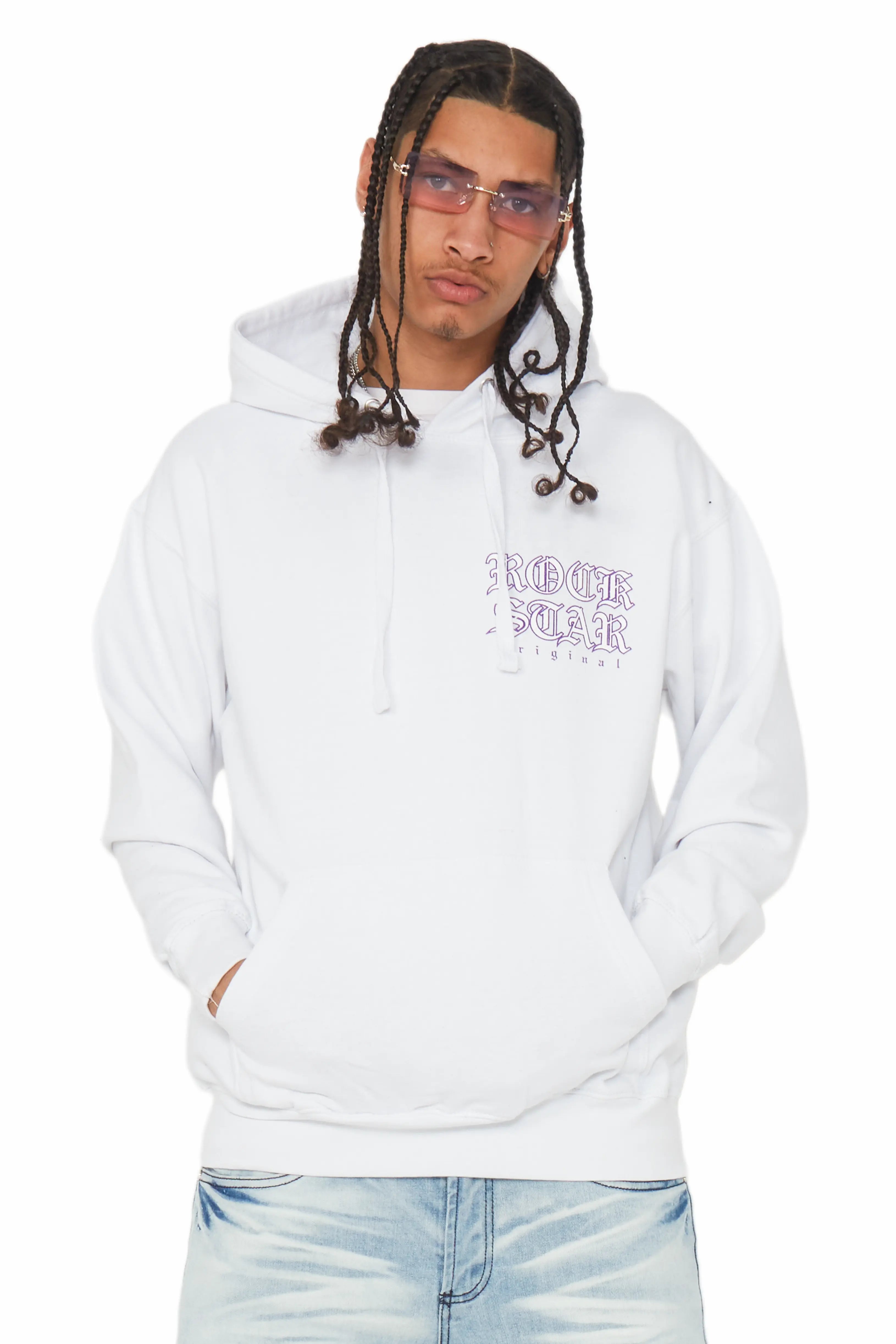 Murdra White Graphic Hoodie