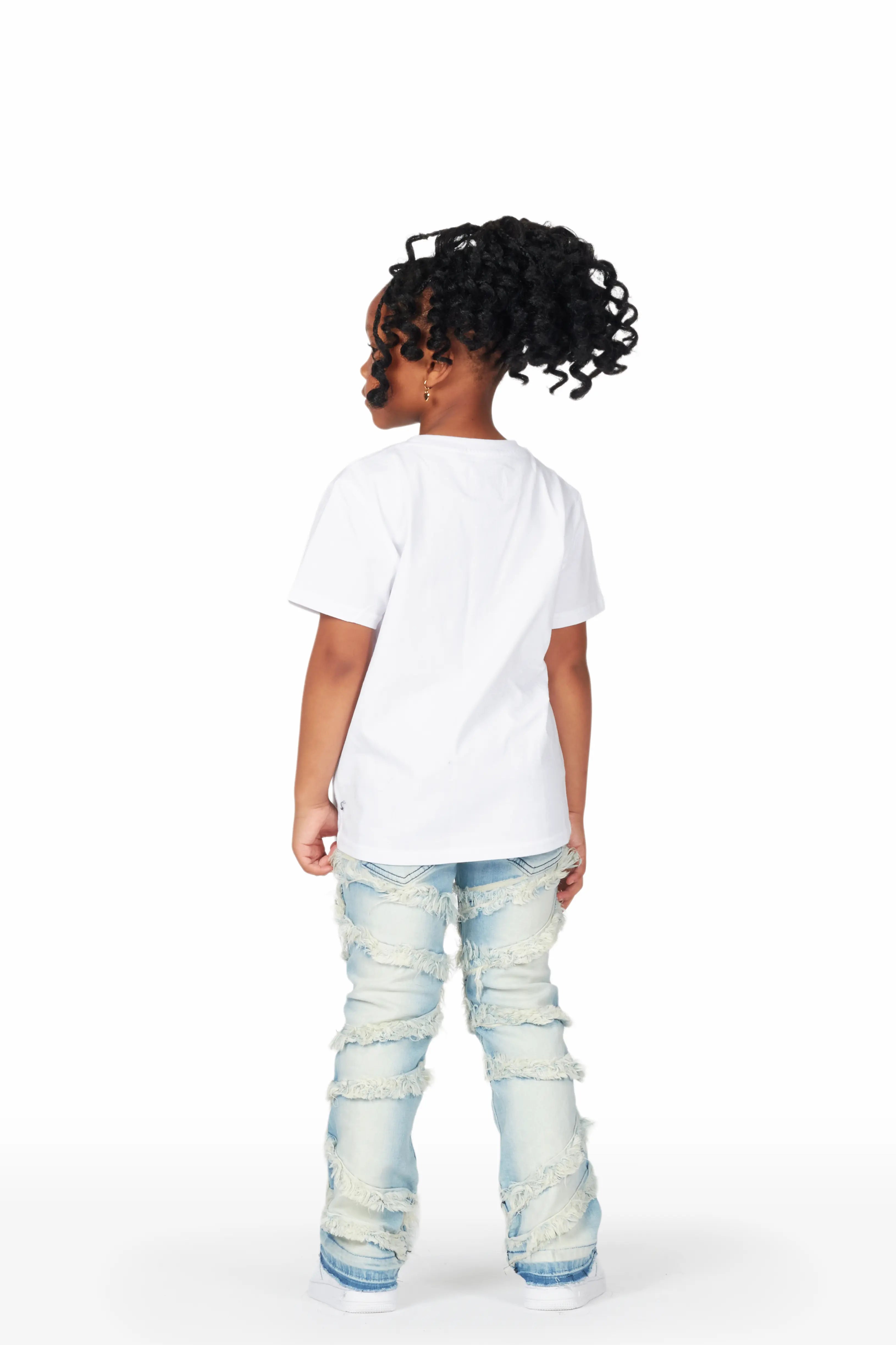 Girls Nora Blue Stacked Flare Jean