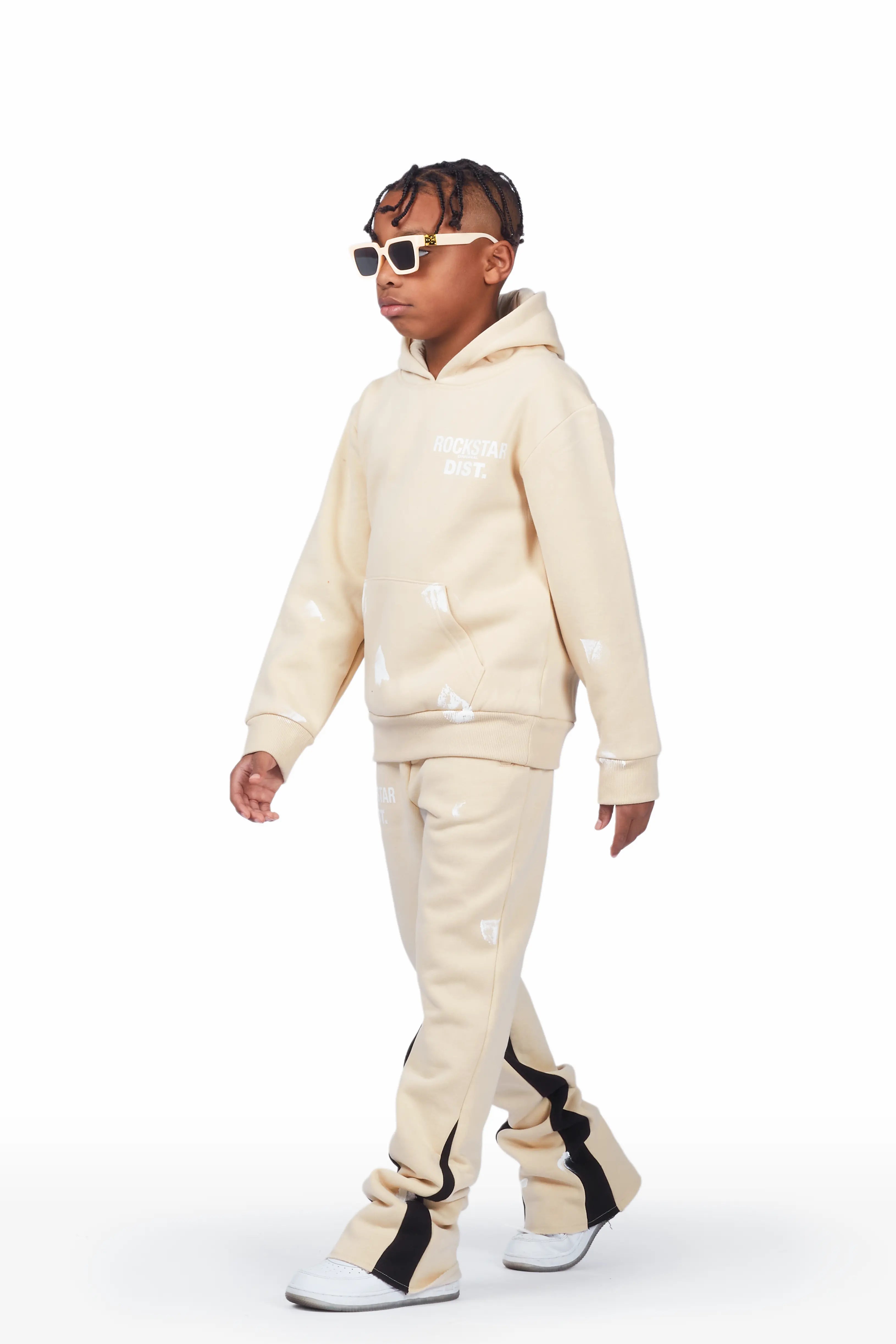 Boys Raffer Beige/Black Stacked Pant Set