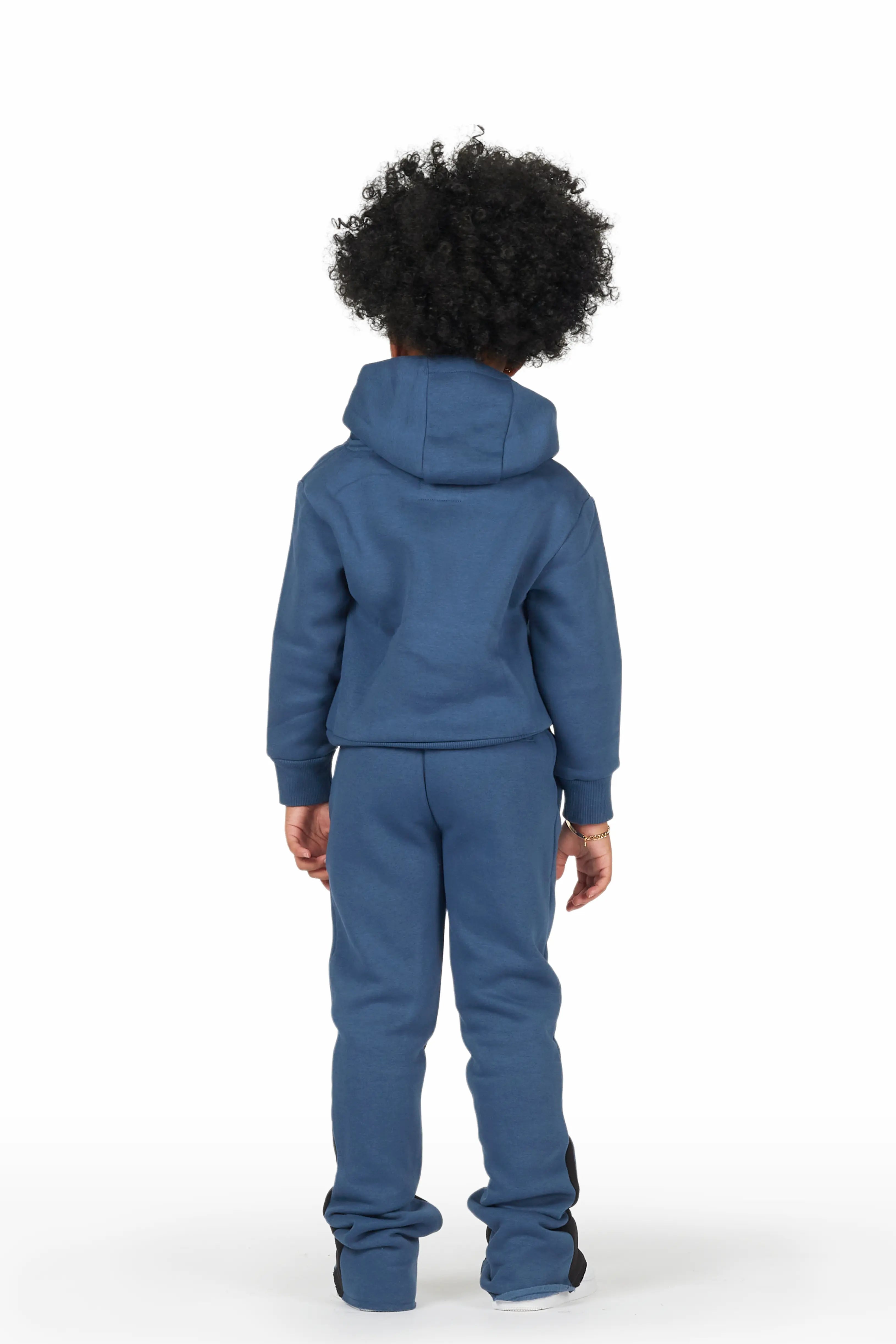 Girls Darbie Navy Hoodie Super Stacked Flare Track Set