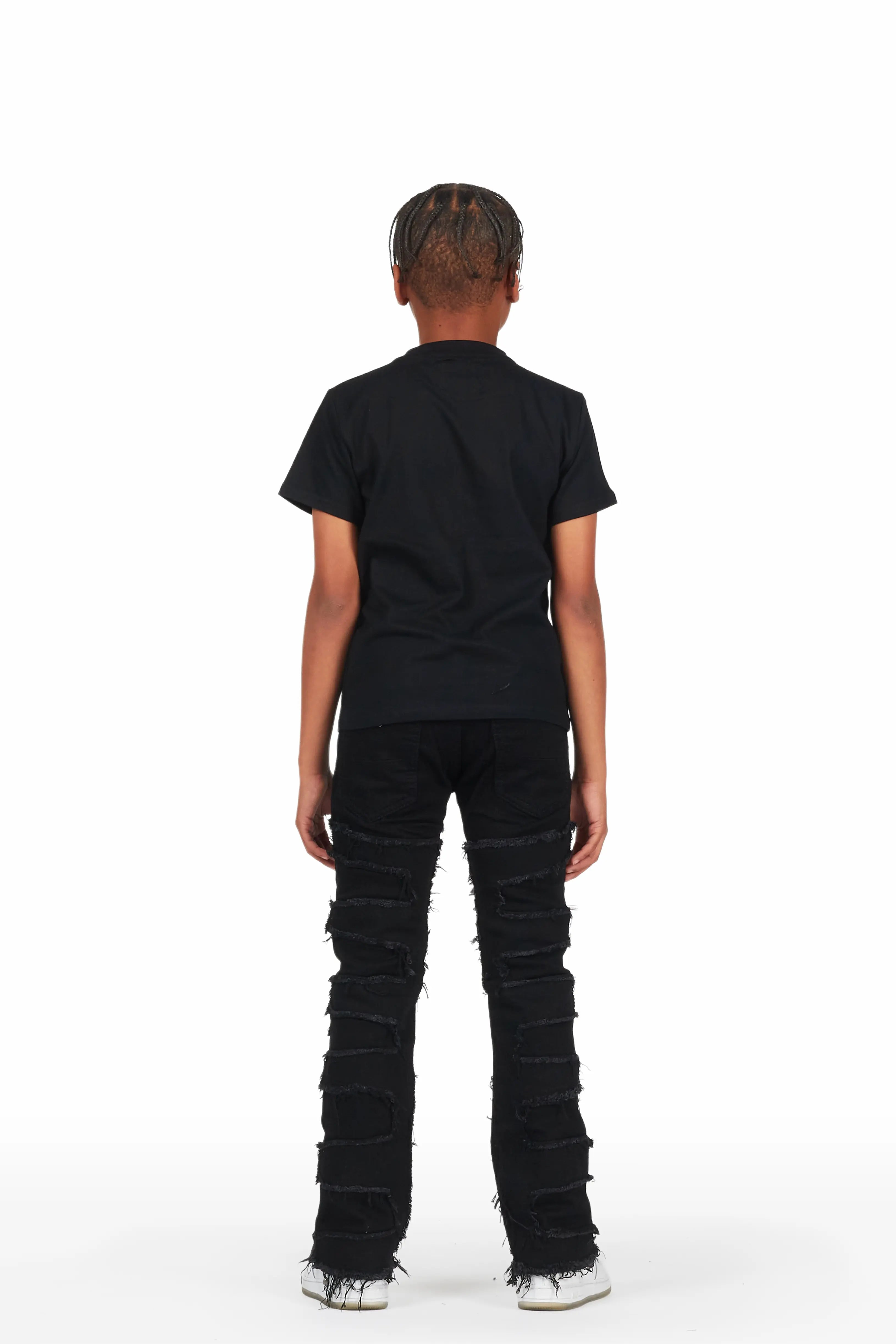 Boys Samael Black T-Shirt/Stacked Flare Jean