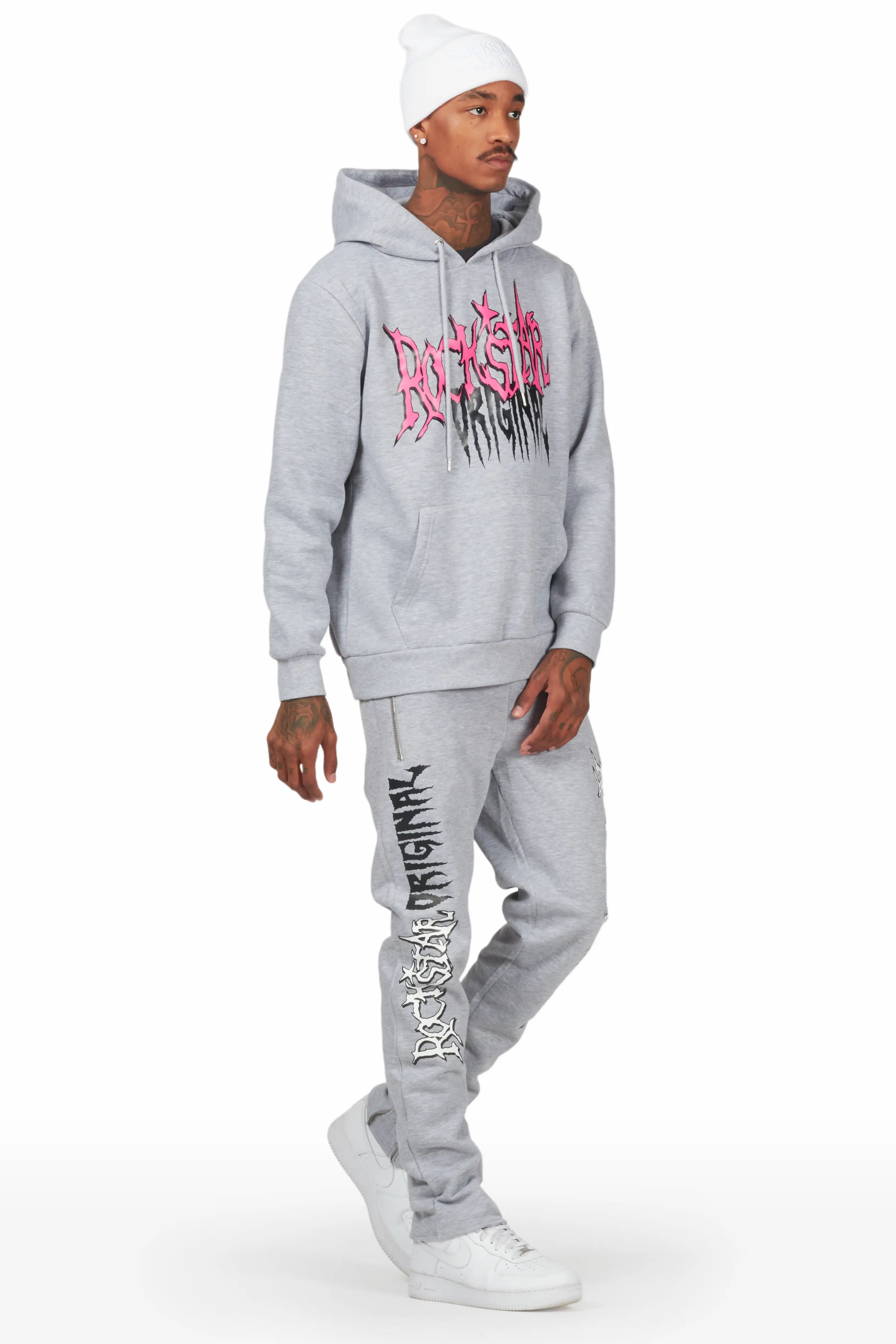 Hawkey Heather Grey Hoodie Slim Fit Track Set