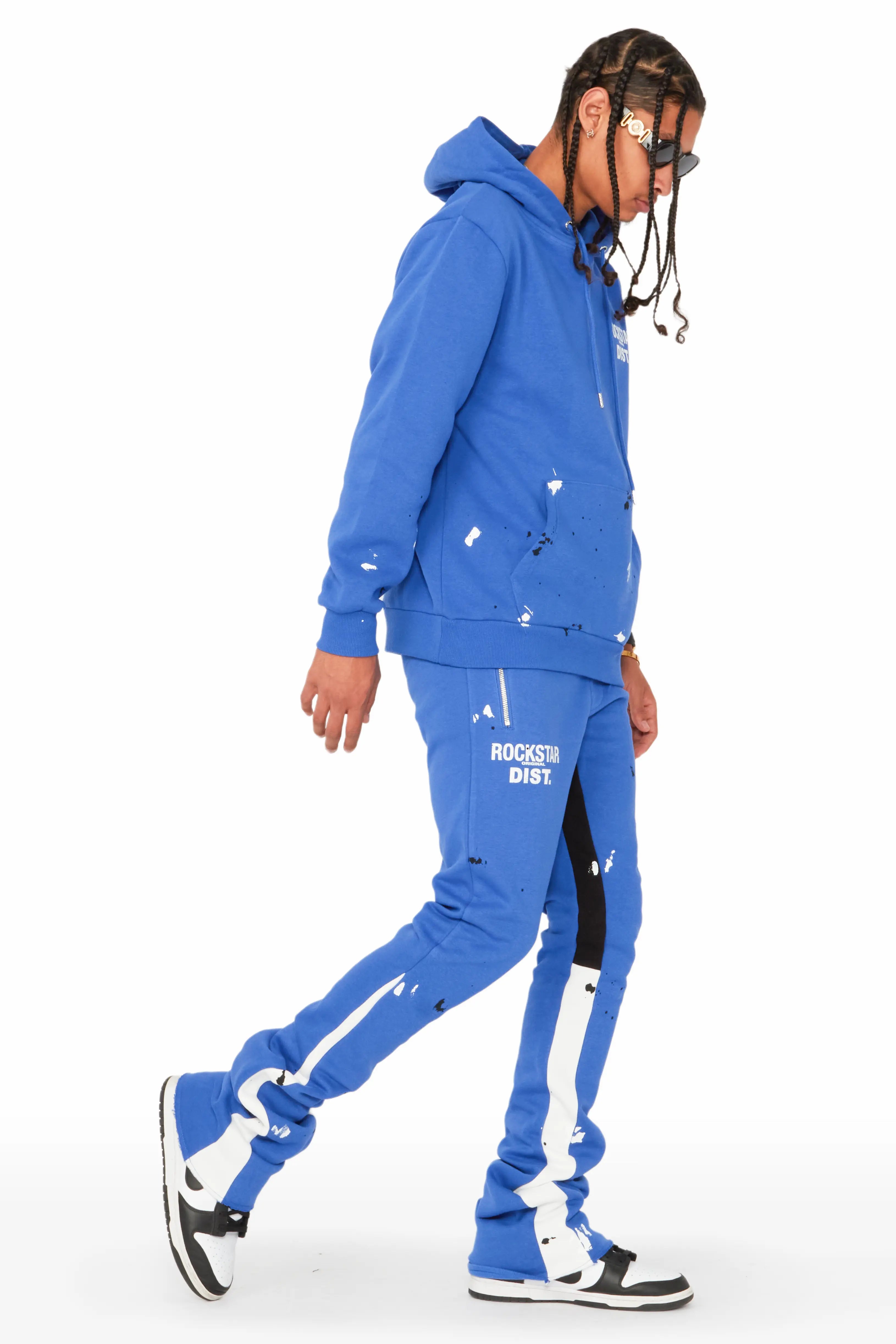 Jaco Royal Blue Hoodie Stacked Flare Pant Track Set