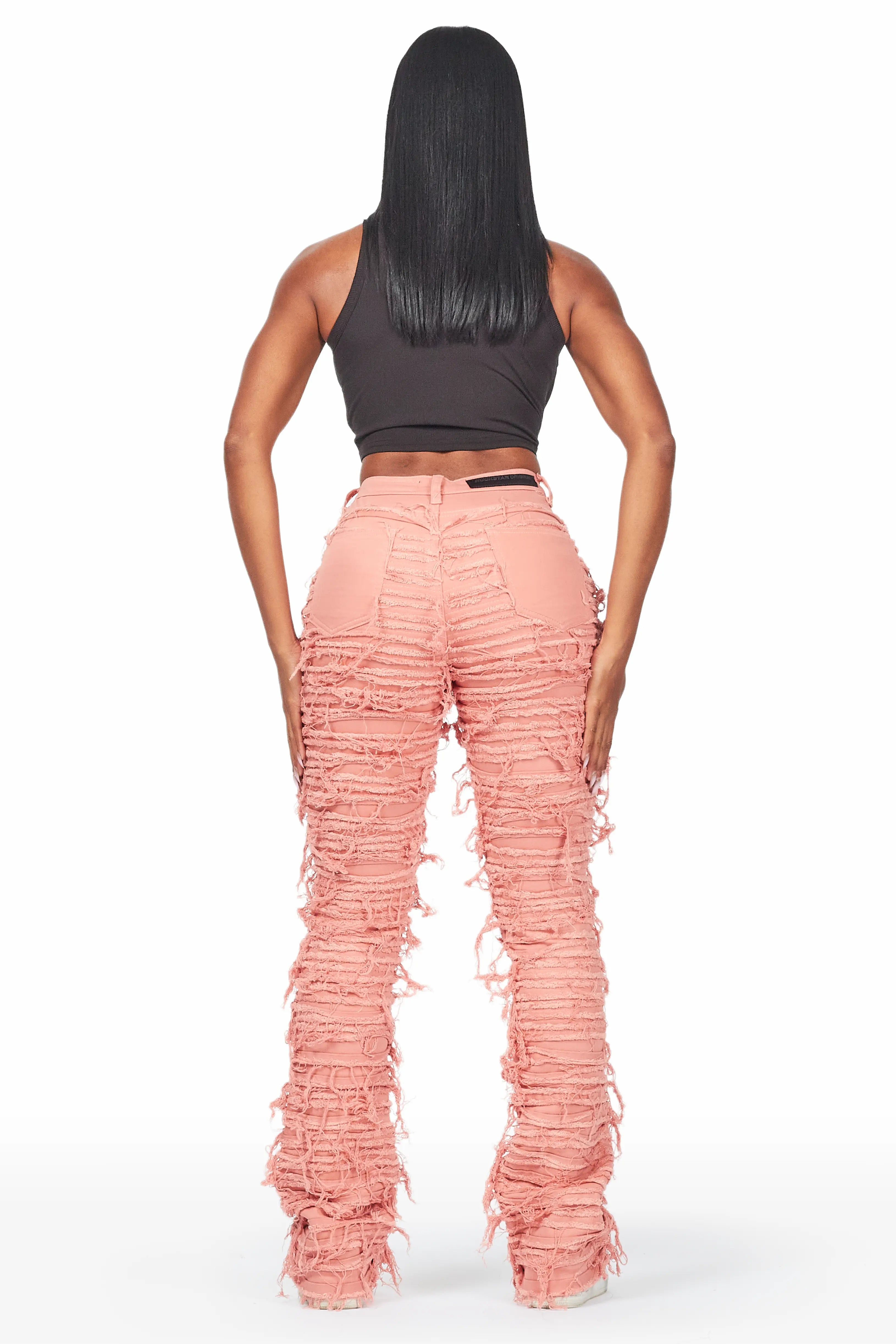 Melany Pink Stacked Flared Jean