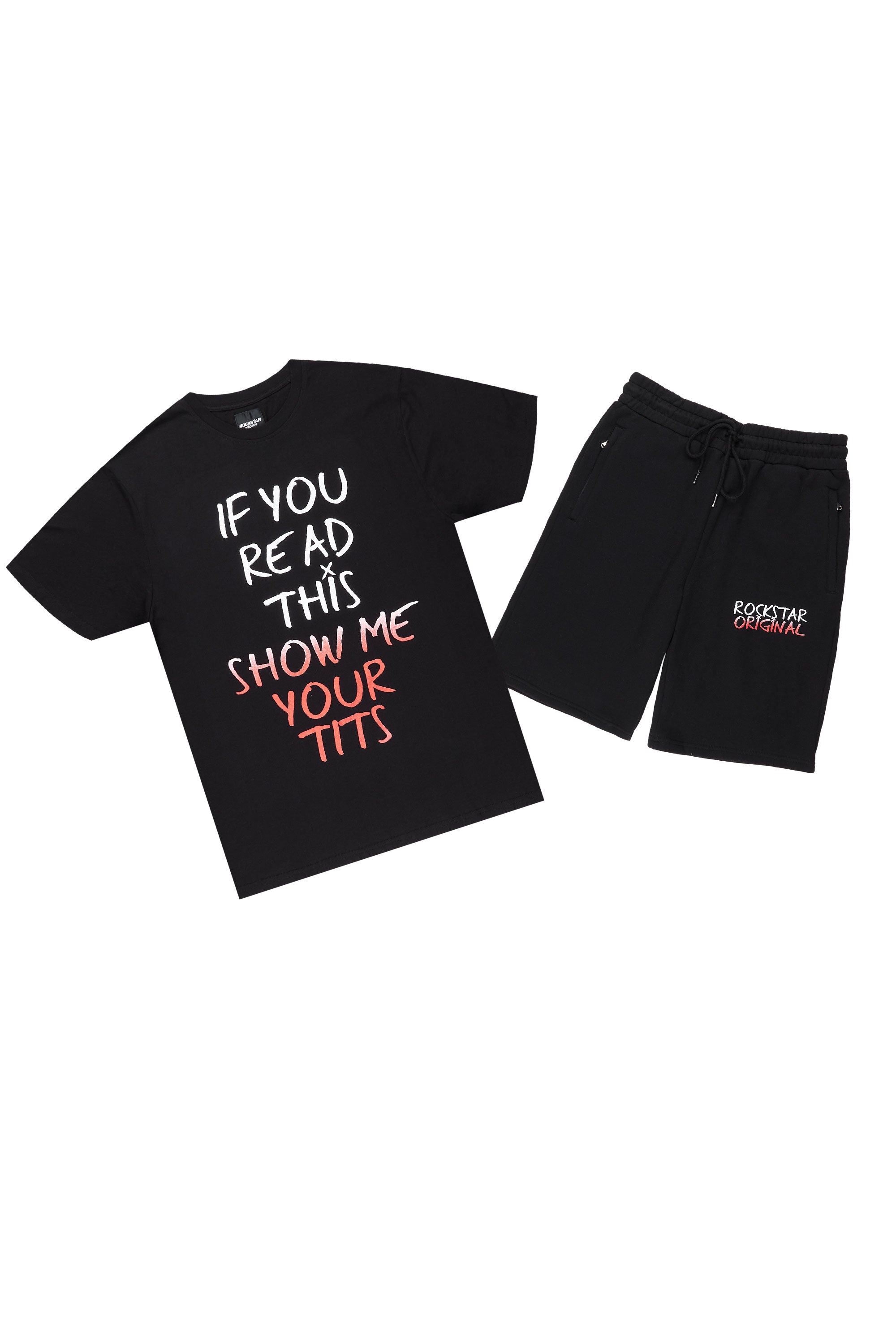 Alwine Black T-Shirt Short Set