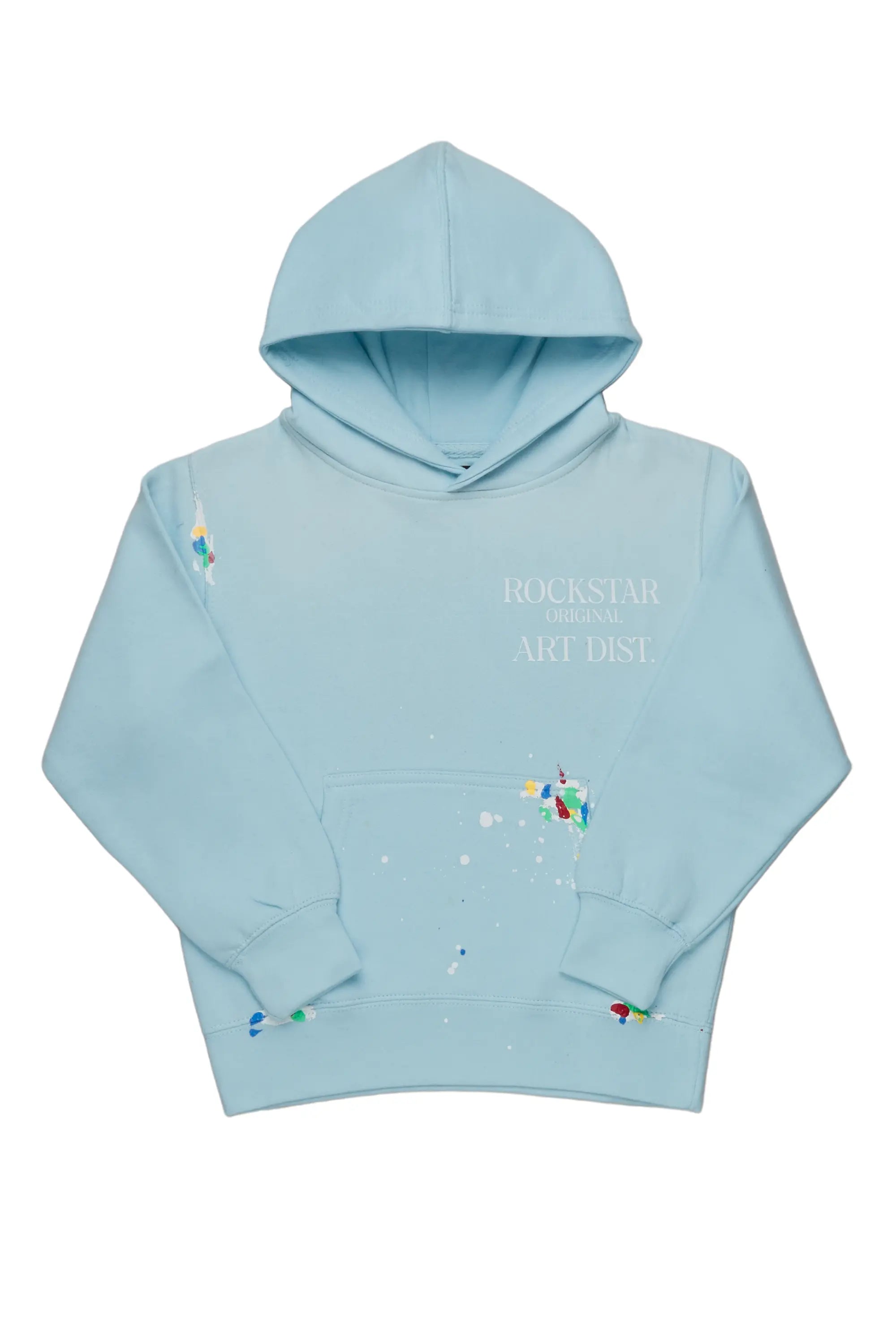 Boys Rockstar Art Dist. Sky Blue Graphic Hoodie