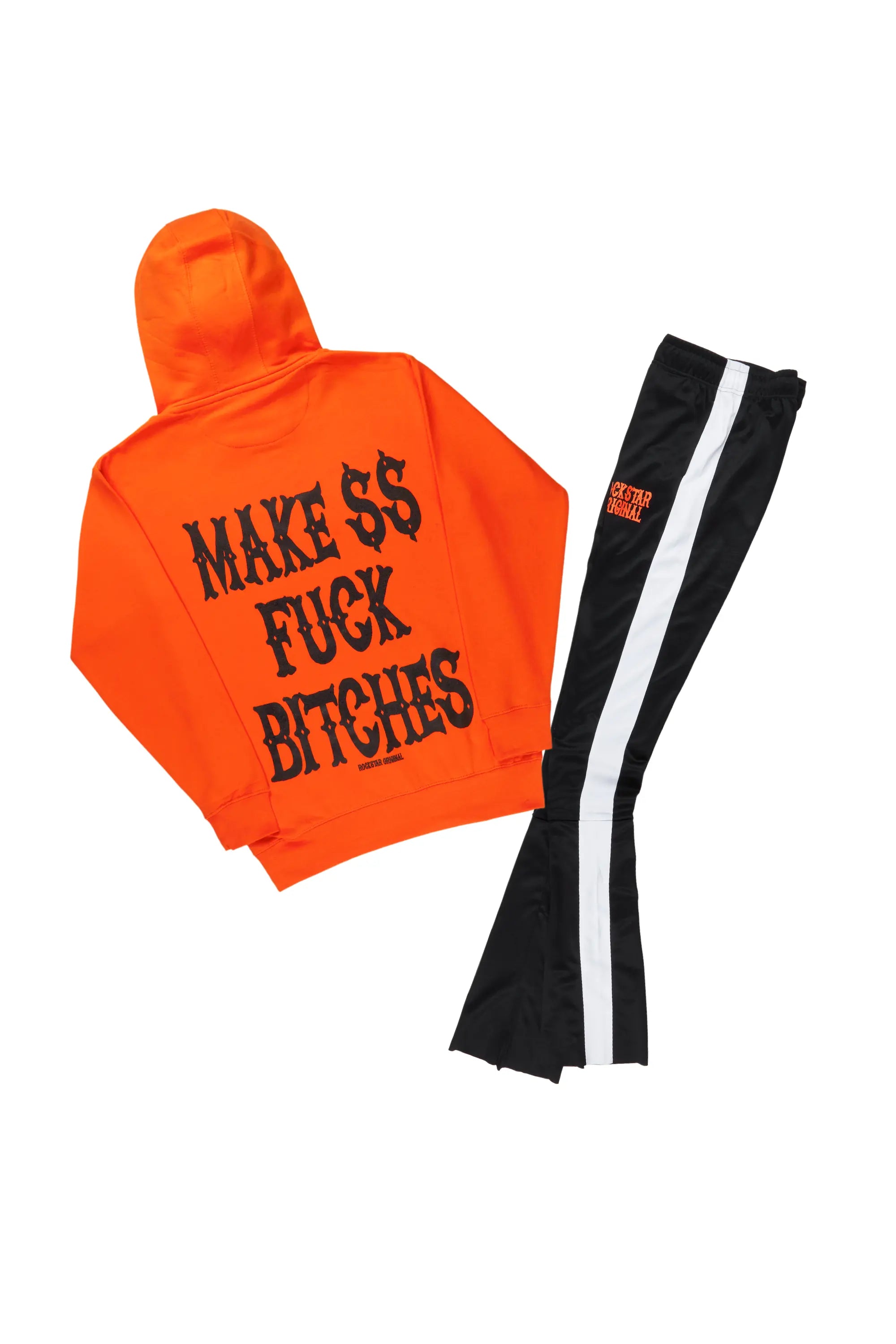 Deeler Orange/Black Hoodie Super Stacked Flare Track Set