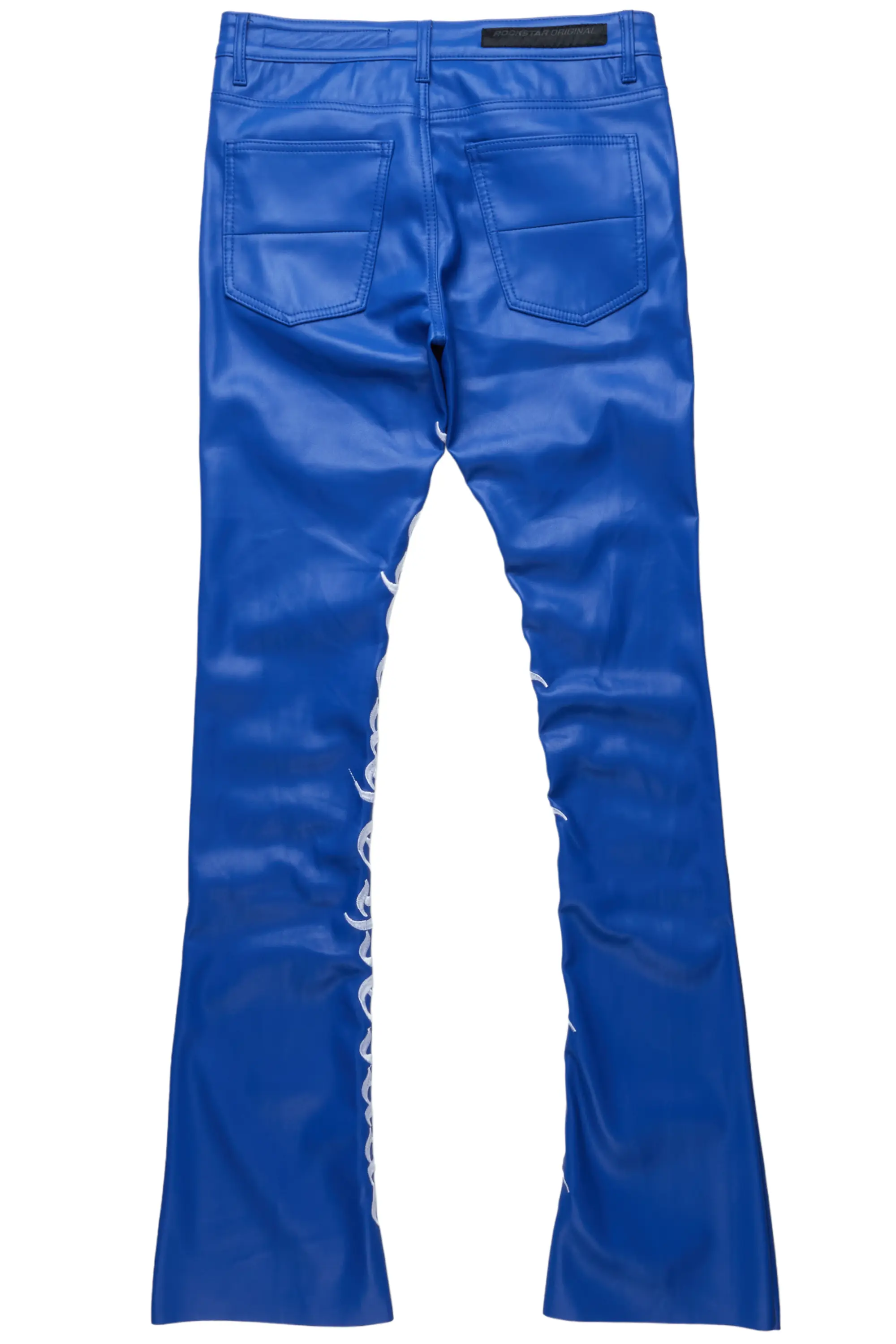 Eliam Blue/White Faux Leather Stacked Flare Jean