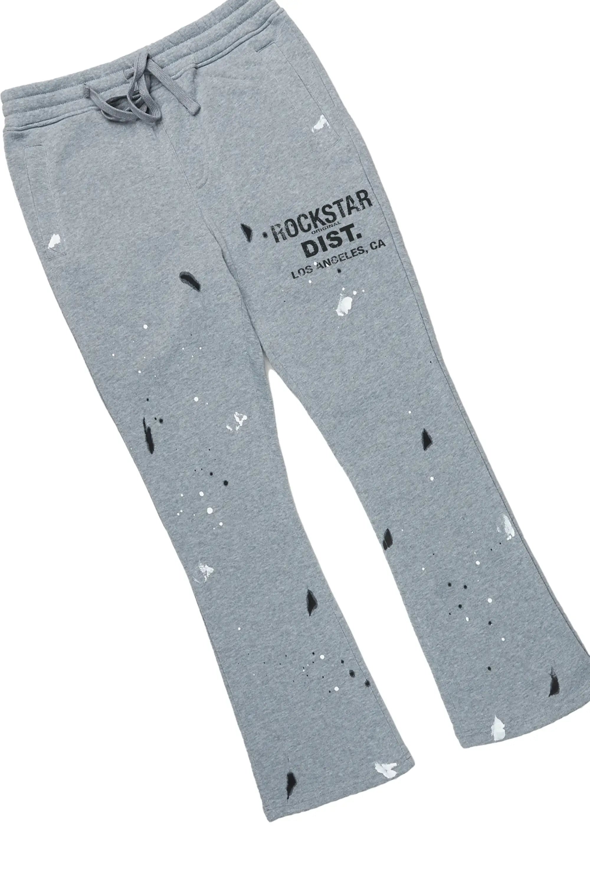 Scottie Grey/Black Paint Splatter Hoodie/Stacked Flare Pant Set