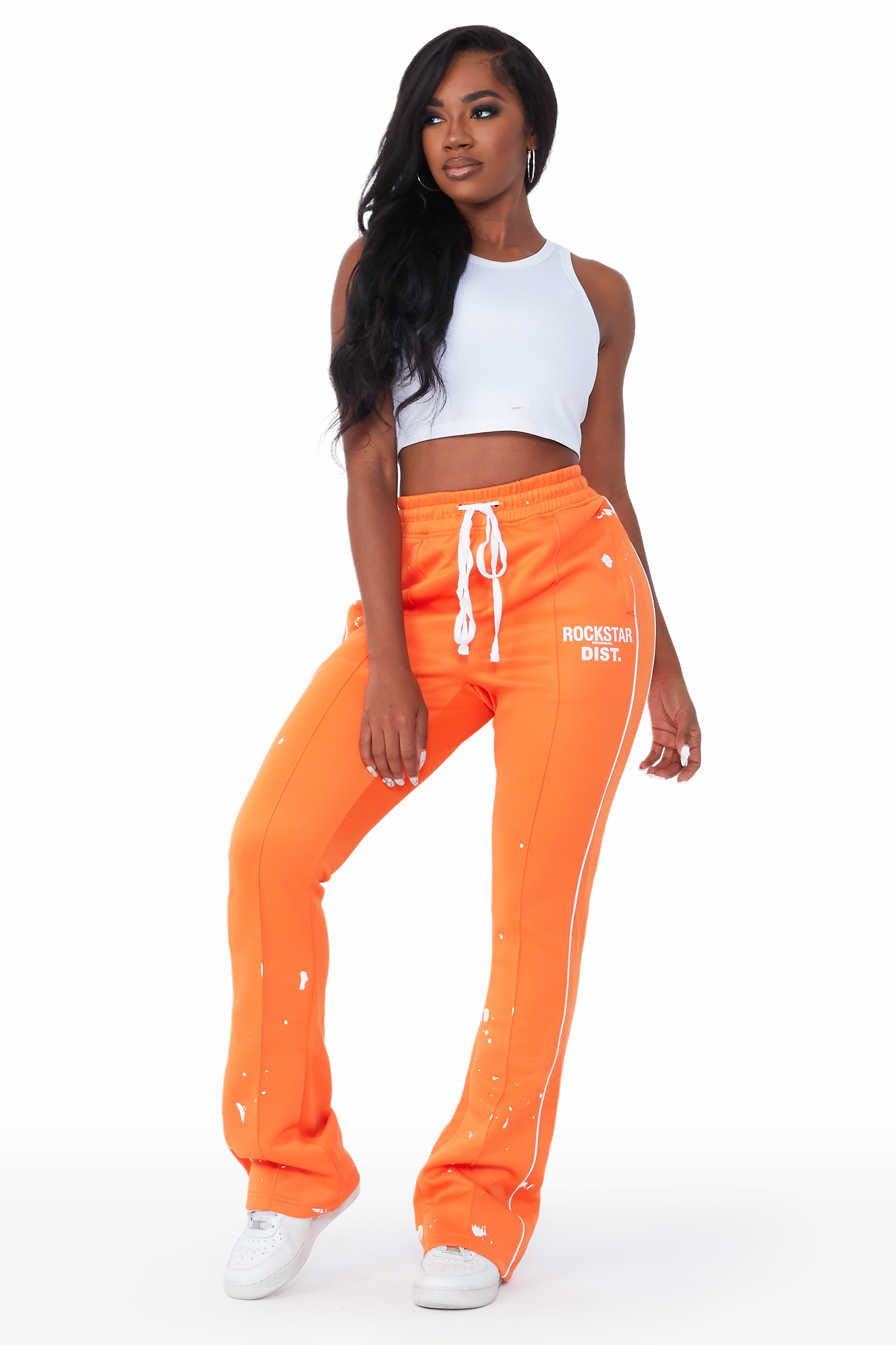 Selah Orange Stacked Track Pant