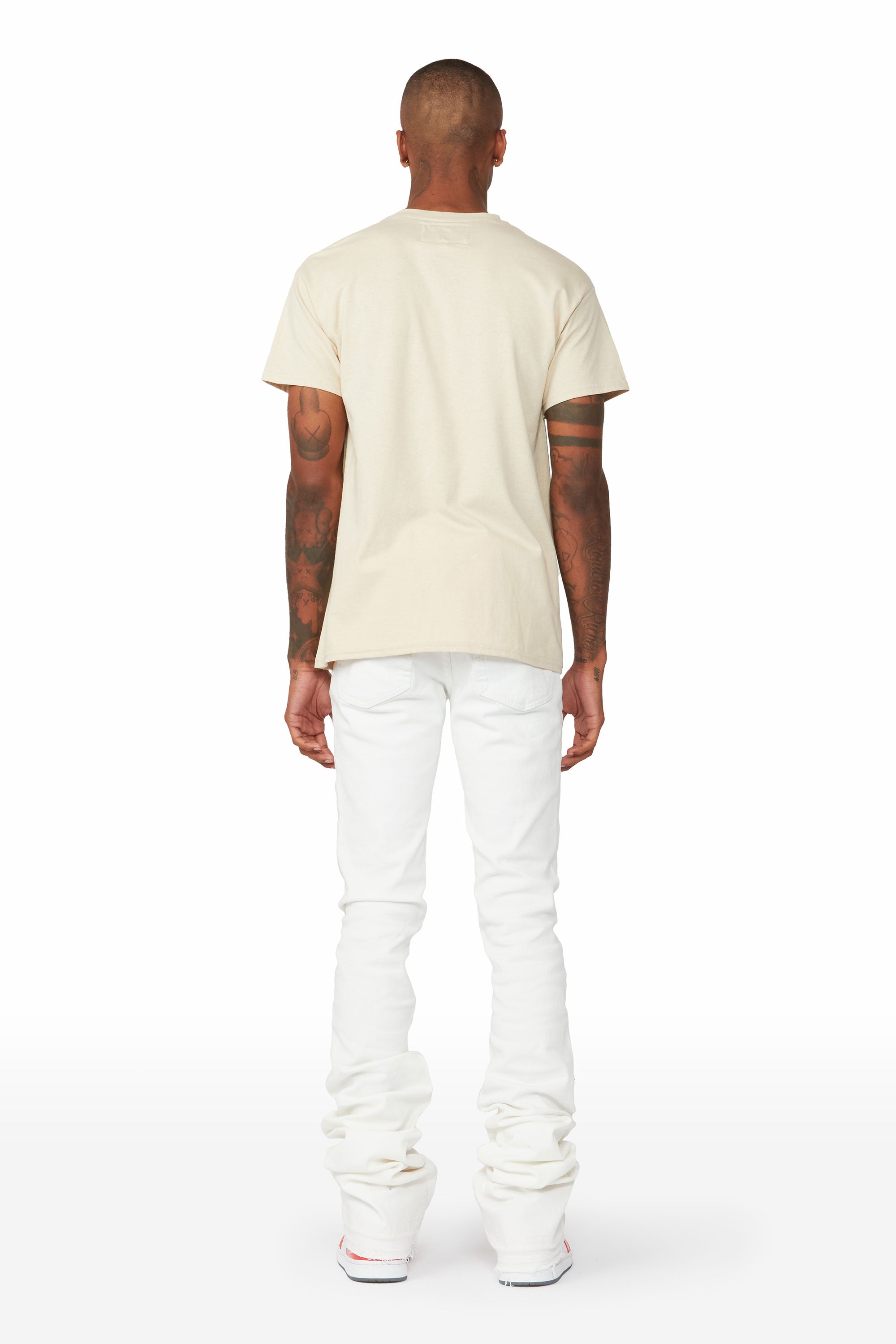 Sniper White Super Stacked Flare Jean