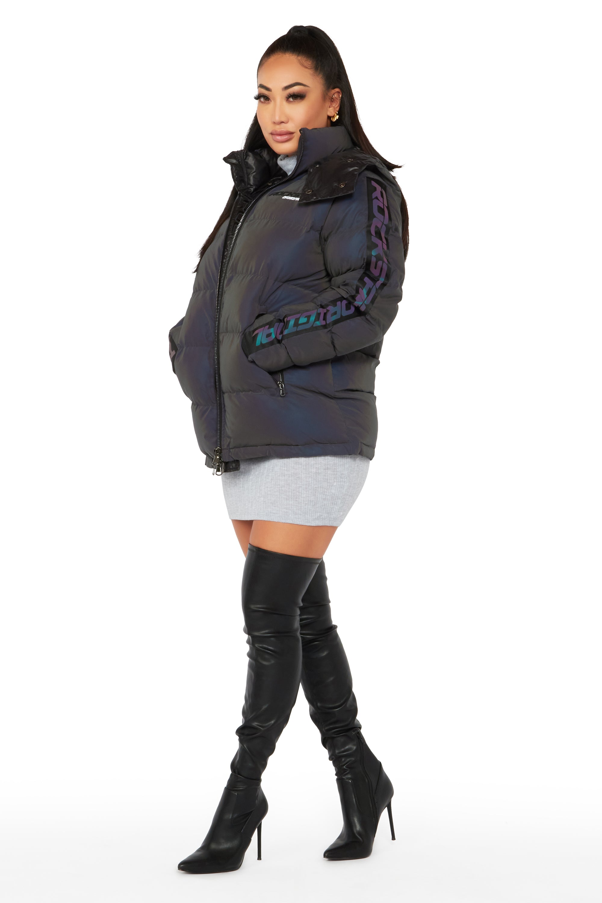 Nikita Reflective Black Long Puffer Jacket