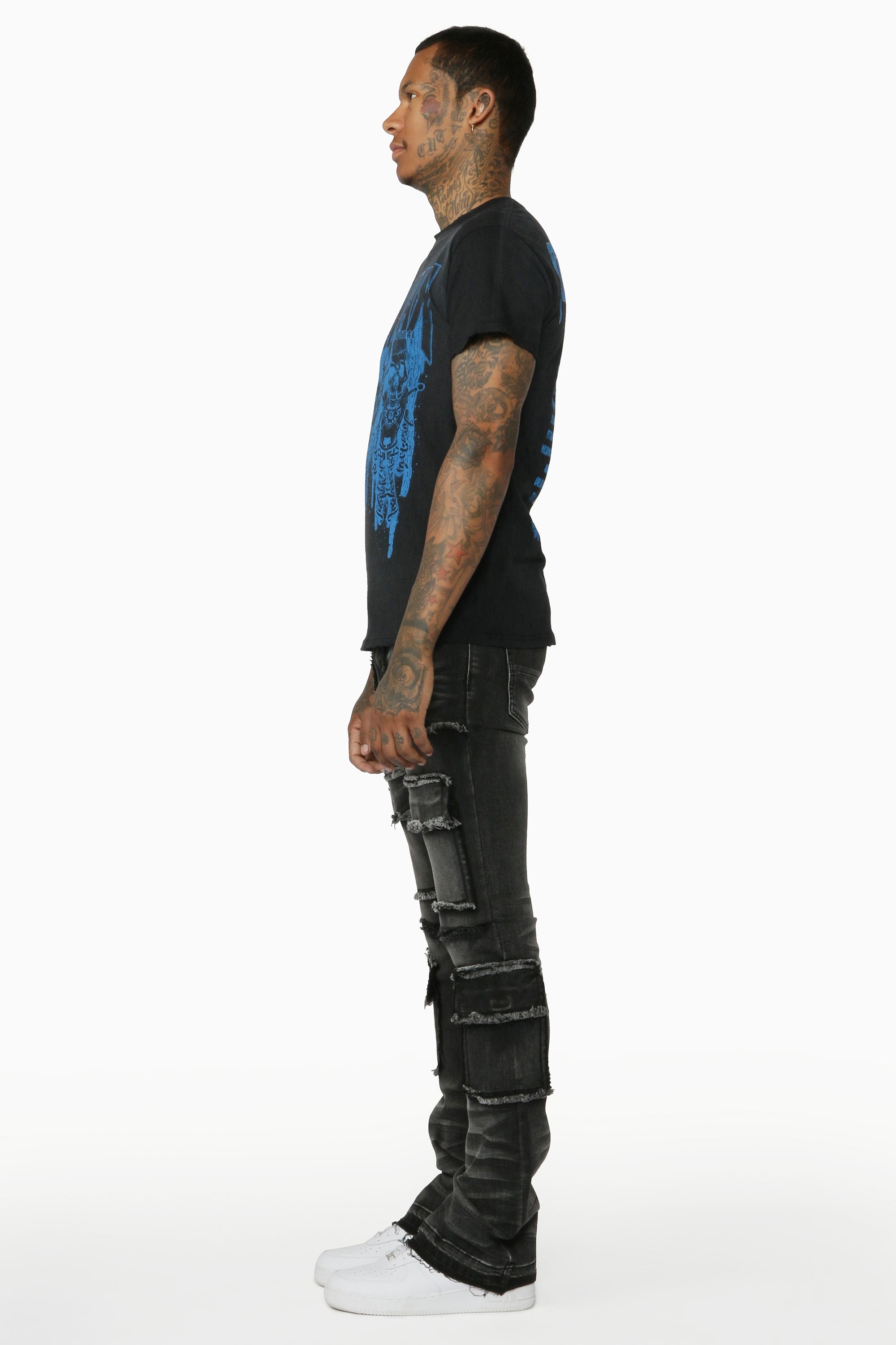 Tyrell Grey Stacked Flare Cargo Jean