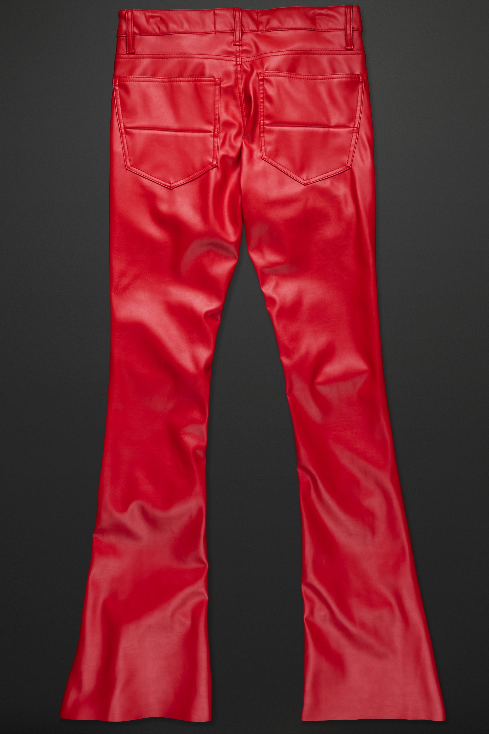 Remi Red Faux Leather Stacked Flare Jean