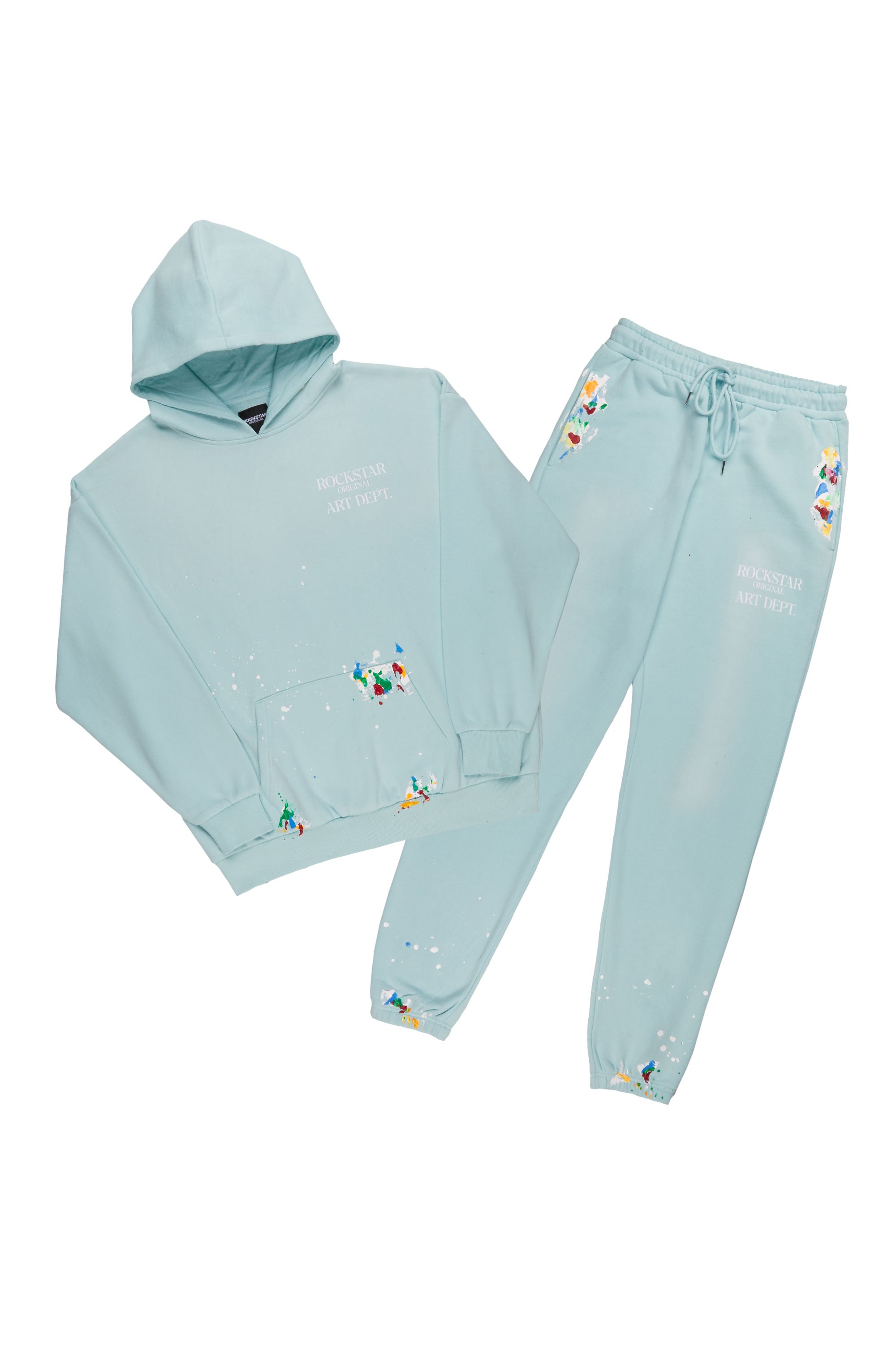 Rockstar Art Dist. Baby Blue Graphic Hoodie Track Set