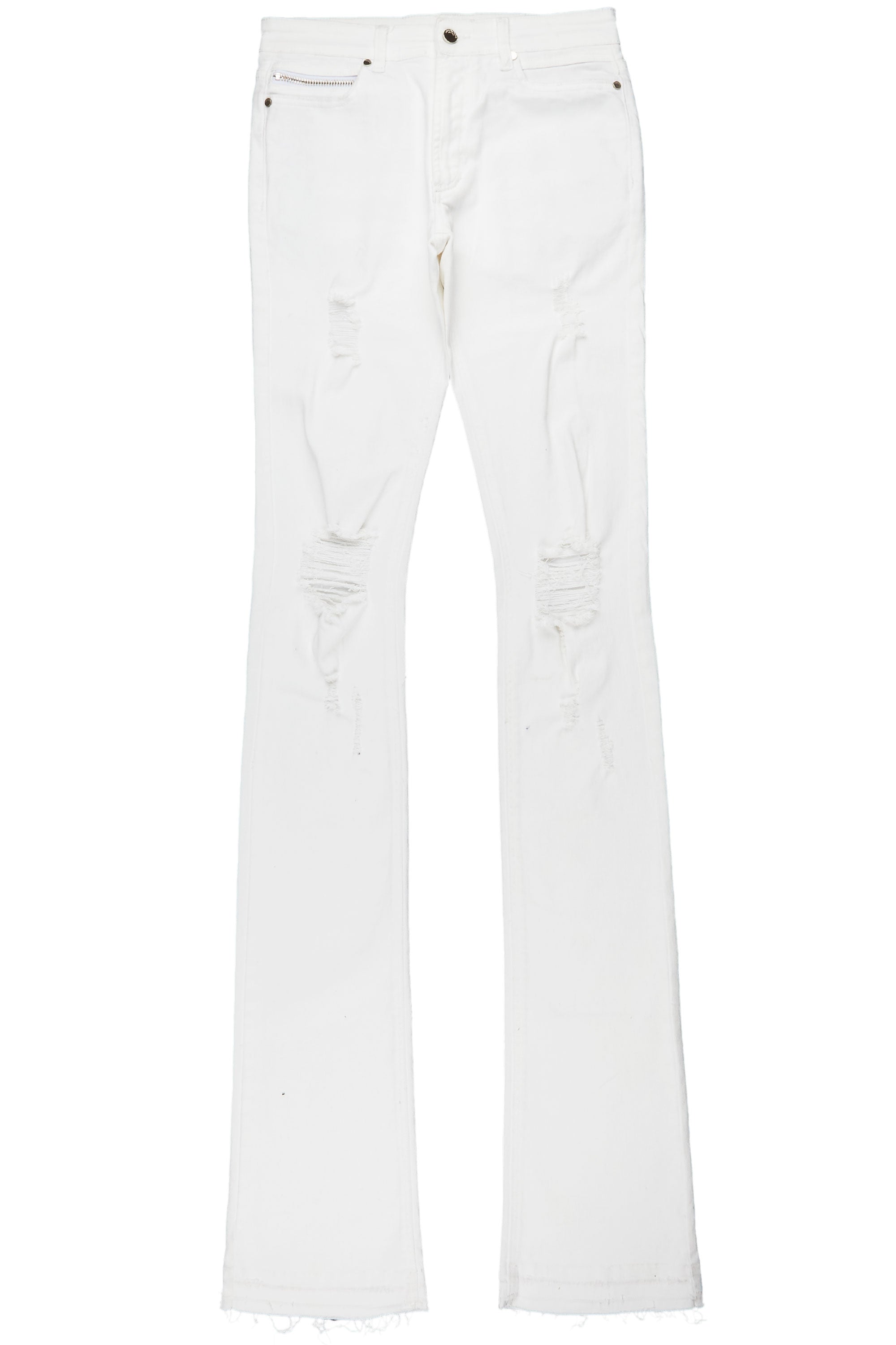 Sniper White Super Stacked Flare Jean