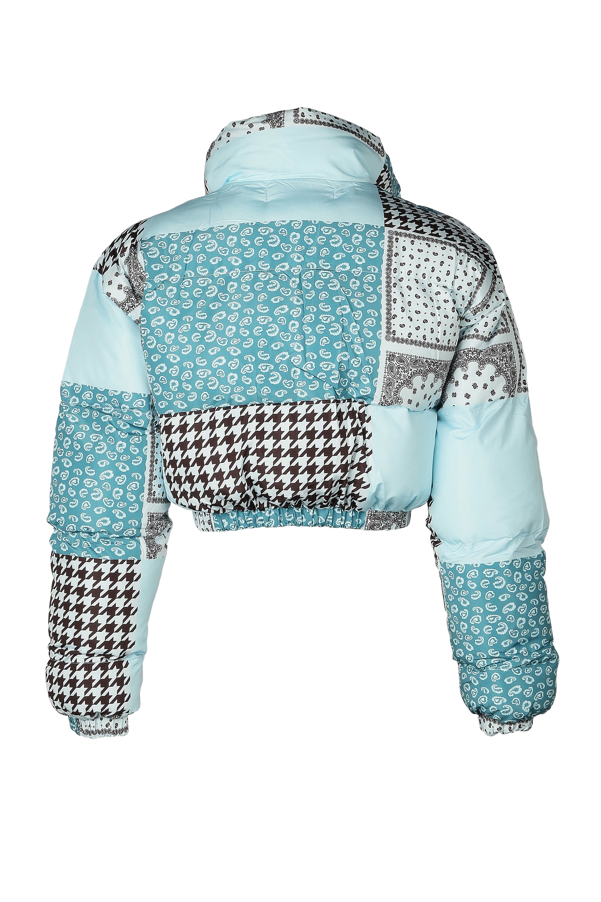 Steady Mobbin Blue Bandana Print Puffer Jacket