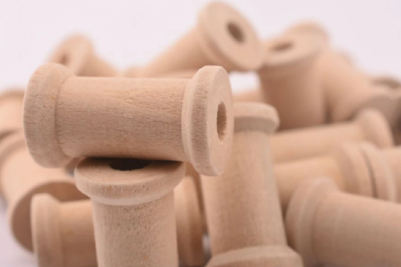 Wooden Bobbins - Cotton Reels - Wood Sewing Spools - Unfinished Mini Wooden Bobbins - Craft Supplies Twine