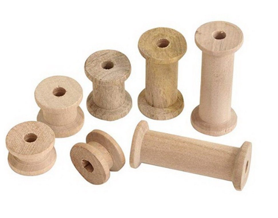 Wooden Bobbins - Cotton Reels - Wood Sewing Spools - Unfinished Mini Wooden Bobbins - Craft Supplies Twine
