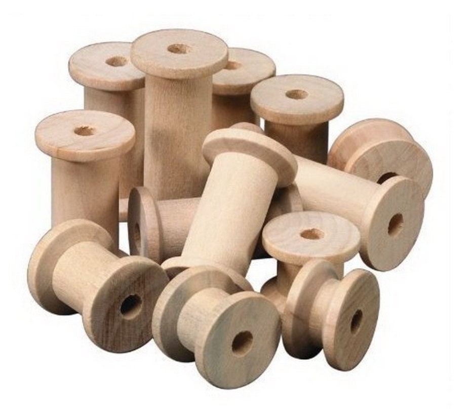Wooden Bobbins - Cotton Reels - Wood Sewing Spools - Unfinished Mini Wooden Bobbins - Craft Supplies Twine