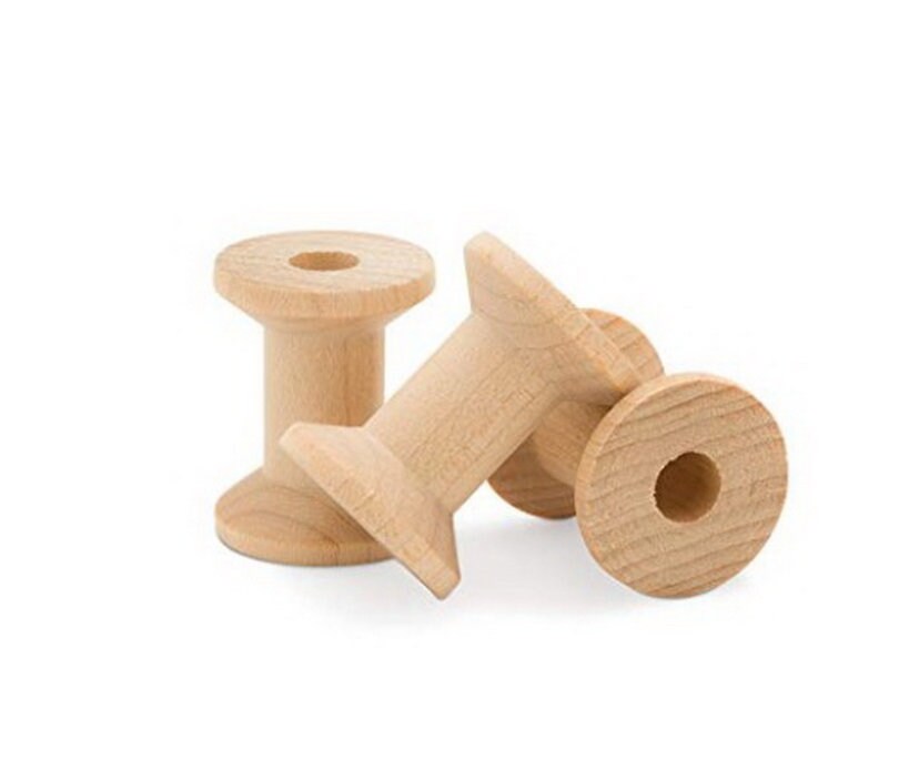 Wooden Bobbins - Cotton Reels - Wood Sewing Spools - Unfinished Mini Wooden Bobbins - Craft Supplies Twine