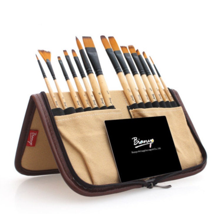Paint Brush Set with Holder -Paintbrush Holder Organizer Storage Pouch -  Paintbrush Roll Up Bag - Gifts for Artist Painters - Pinselrolle