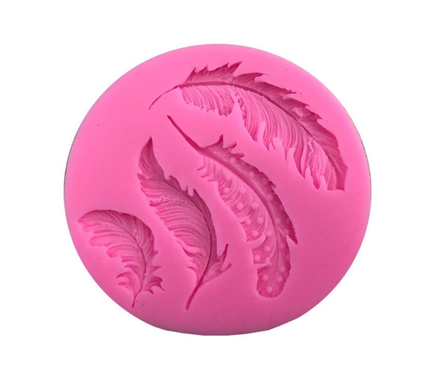 Feather and Feathers Pattern Silicone Mold - Fondant, Baking, Soap, Ice Tray, Chocolate Candy Silicone Making Mold Sugarcraft Decorating