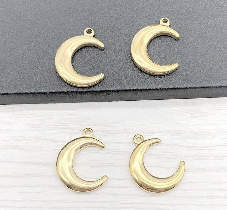 50 Pcs Moon Charm, Gold Silver Crescent Moon, Silver Moon Charm, Tiny Moon Pendant, Jewelry Making Half Moon Pendant, DIY, Mini Celestial