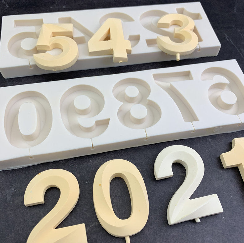 Number Mold Number Silicone Mold  0-9 Number Resin Molds Diy Epoxy Mold, Huge Mold, Number Birthday Cake Mold with Stick, Fondant Chocolate