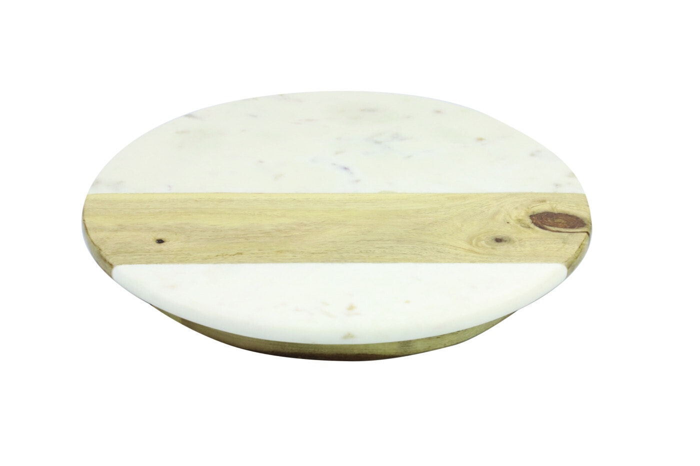  White Marble & Wood Lazy Susan 