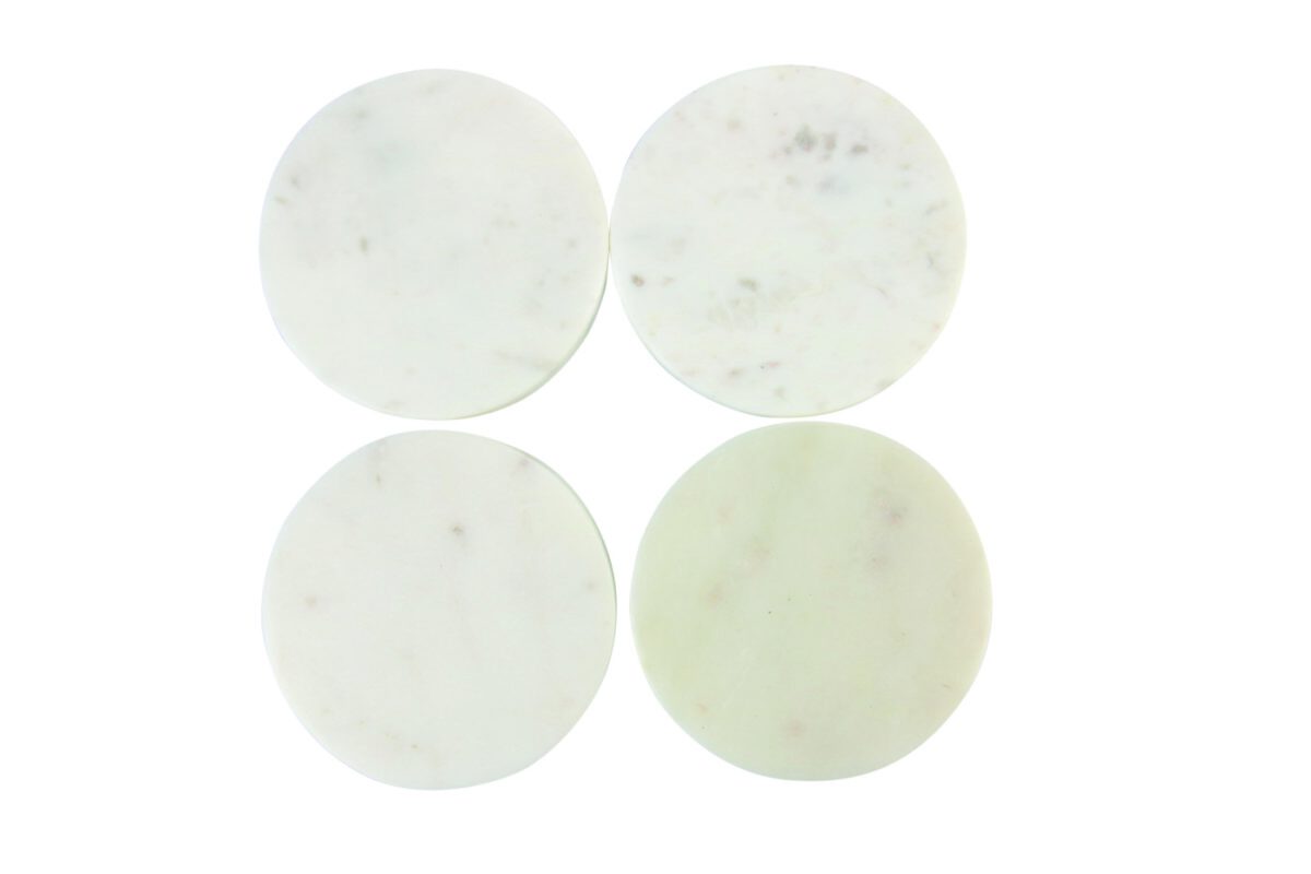  White Marble Round Coasters - Set of 4 