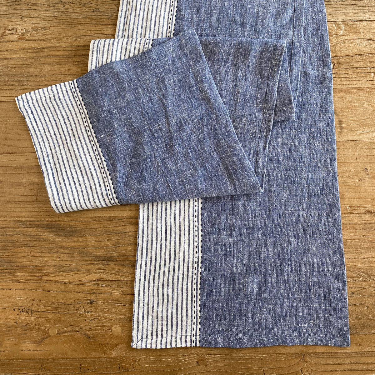  Linen Kitchen Table Runner, Blue 