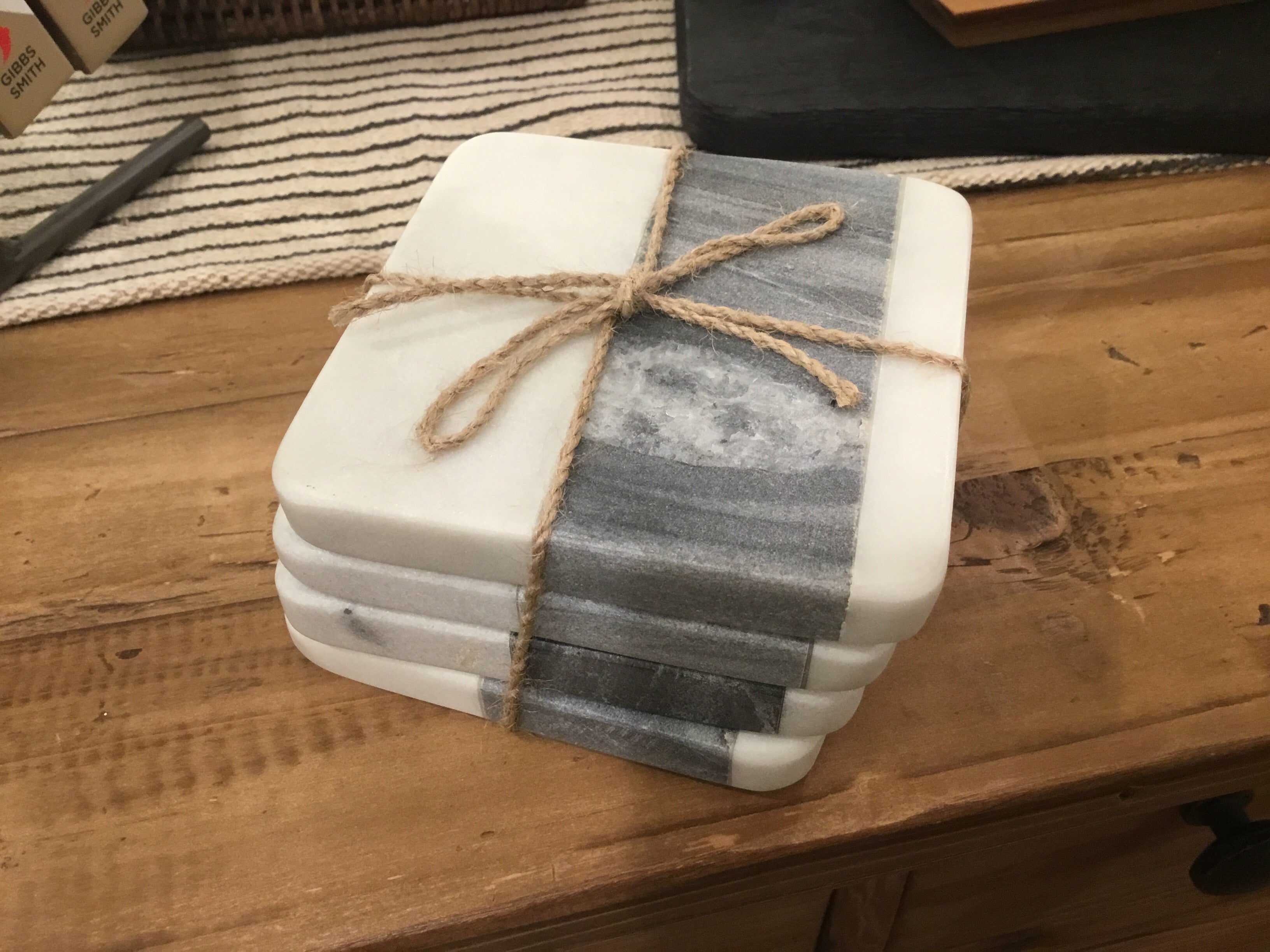  White and Gray Marble Coasters - Set of 4 