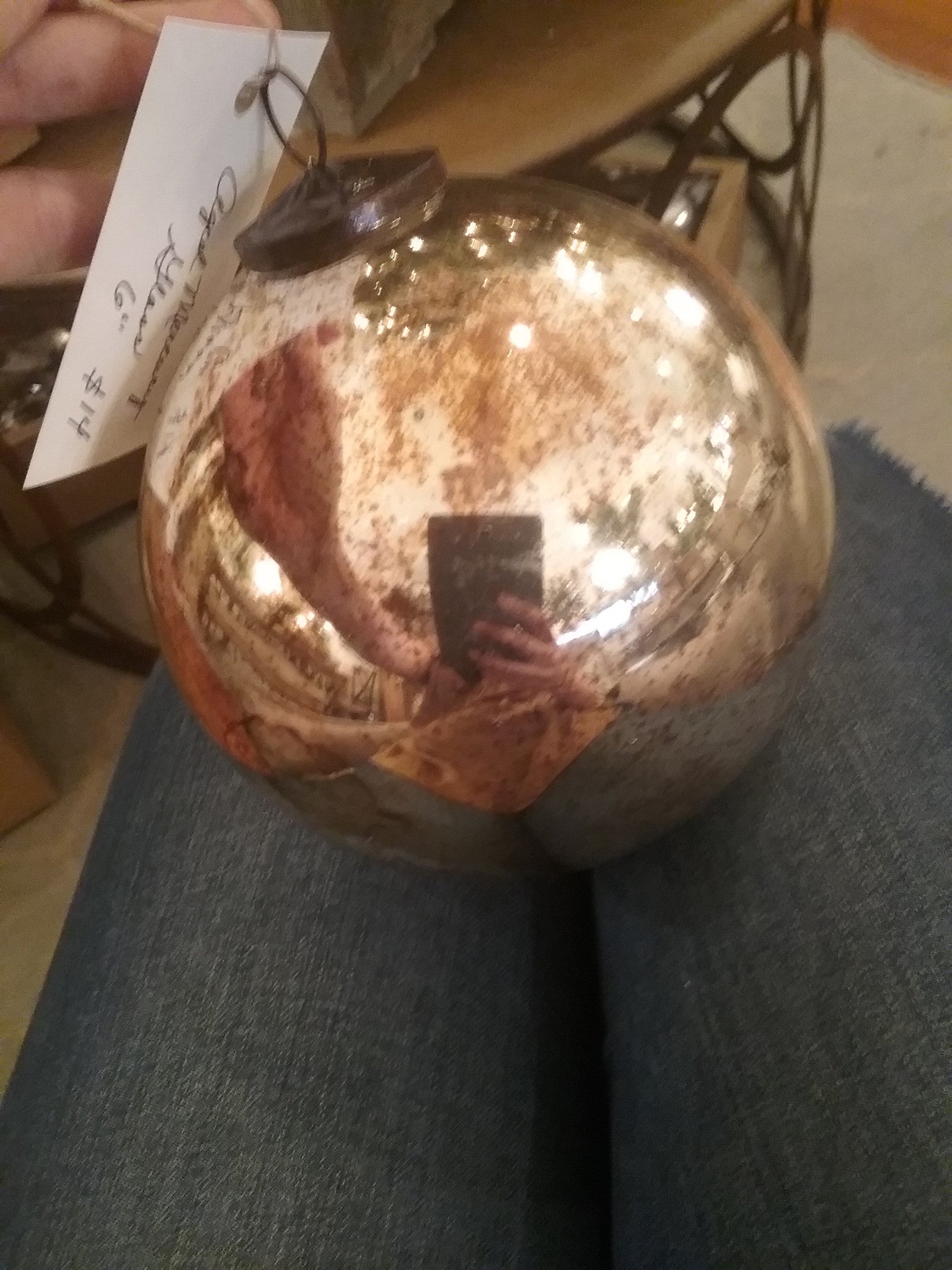  Aged Mercury Glass Ornament 