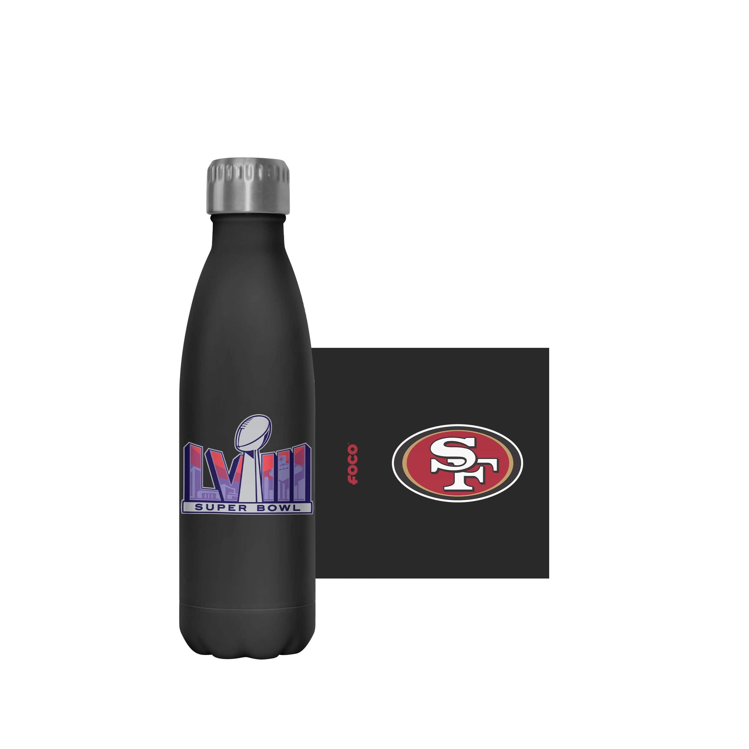 San Francisco 49ers NFL Super Bowl LVIII Black 17 oz Stainless Steel Bottle