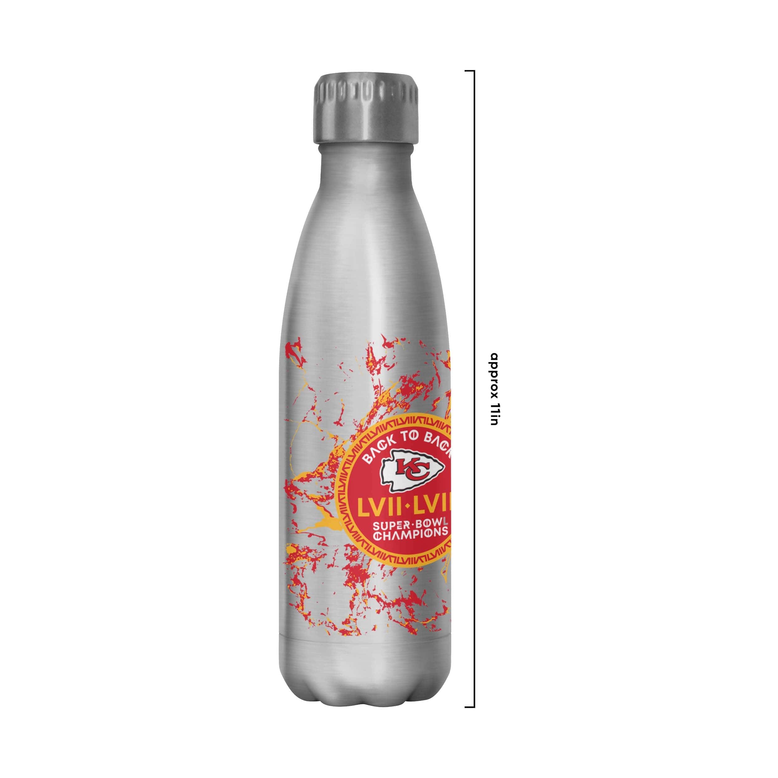 Kansas City Chiefs NFL Super Bowl LVIII Champions Silver Marble 17 oz Stainless Steel Bottle