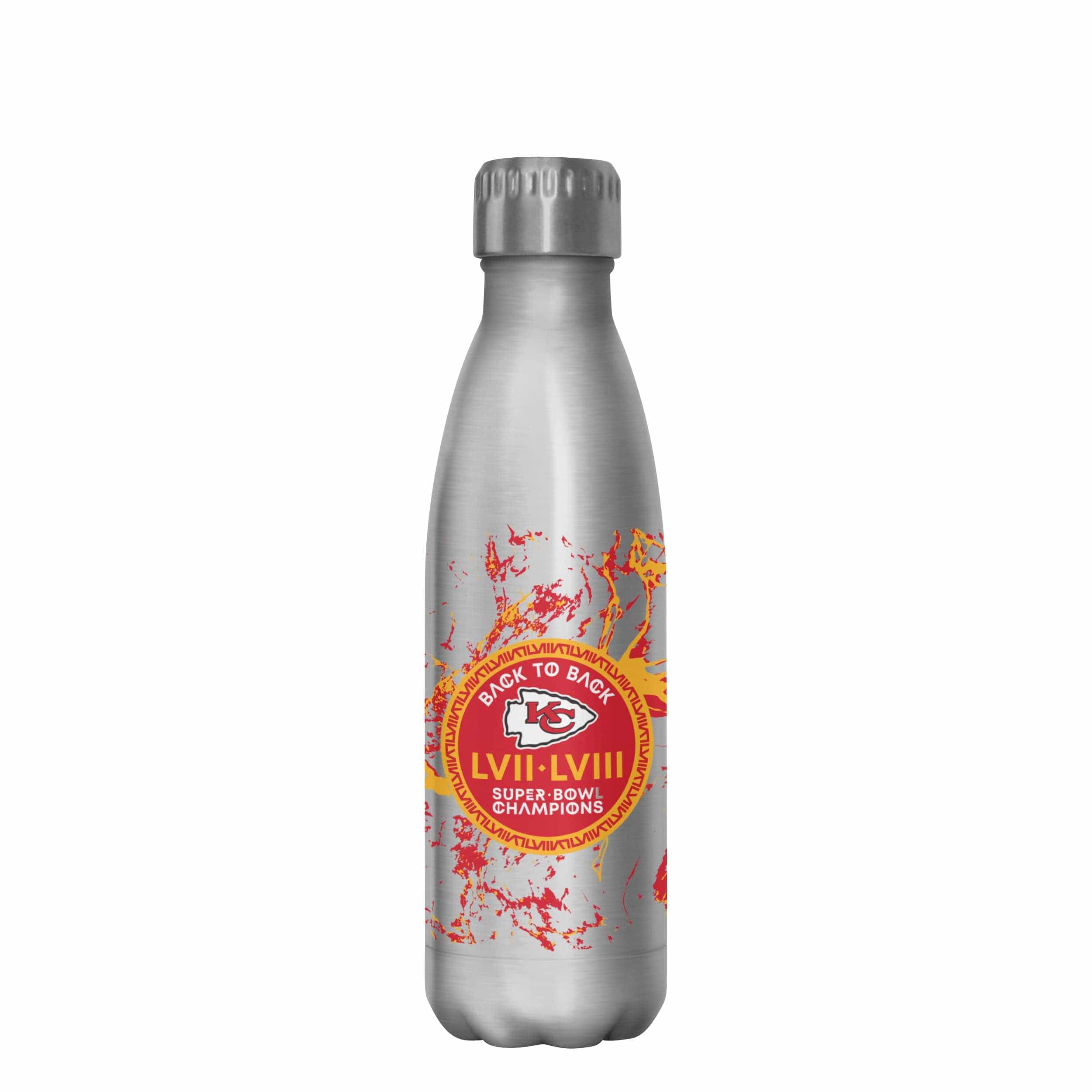 Kansas City Chiefs NFL Super Bowl LVIII Champions Silver Marble 17 oz Stainless Steel Bottle