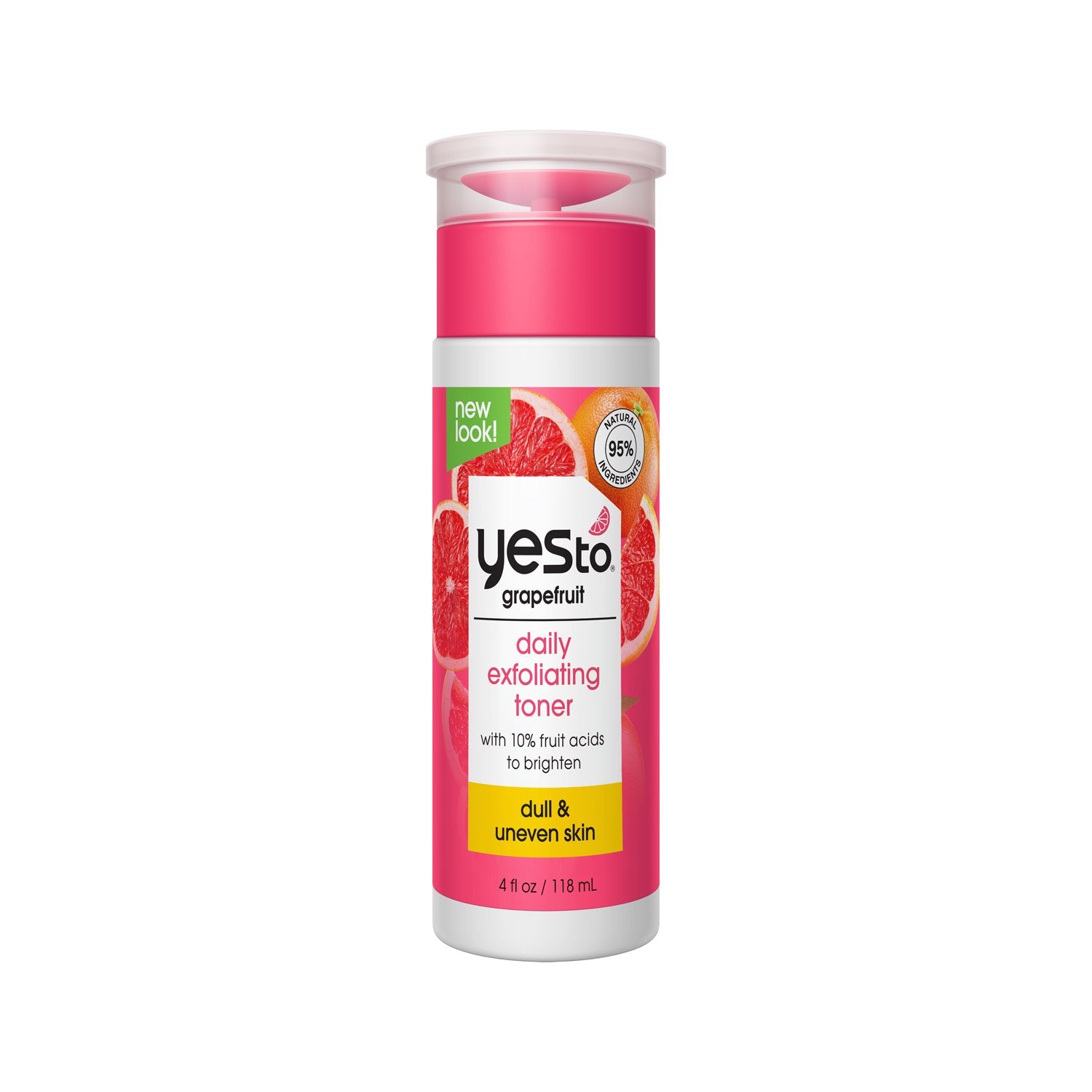 (2 Pack) Yes To Grapefruit Daily Exfoliating Toner Liquid for Dull and Uneven the Skin, 4 fl oz