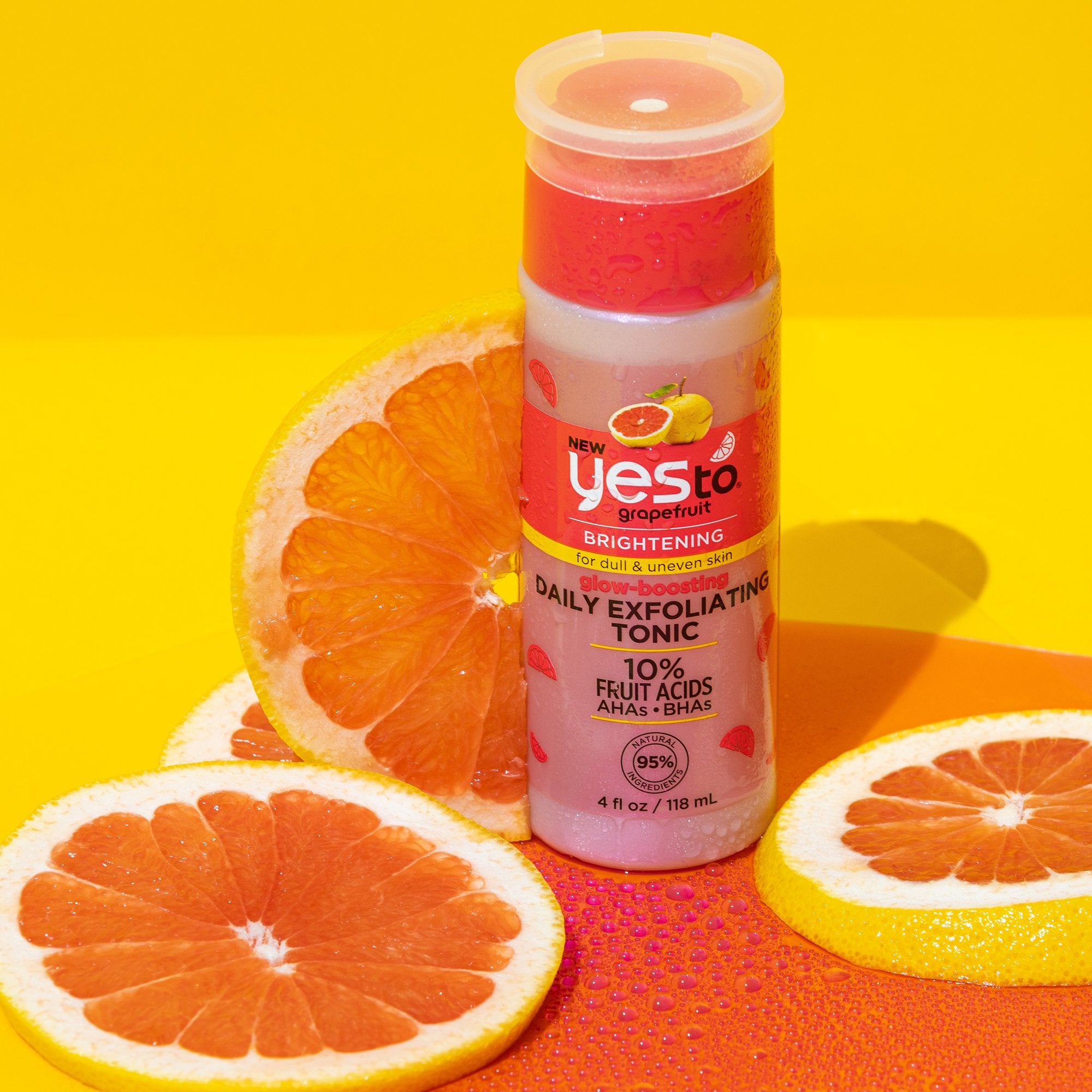 (2 Pack) Yes To Grapefruit Daily Exfoliating Toner Liquid for Dull and Uneven the Skin, 4 fl oz