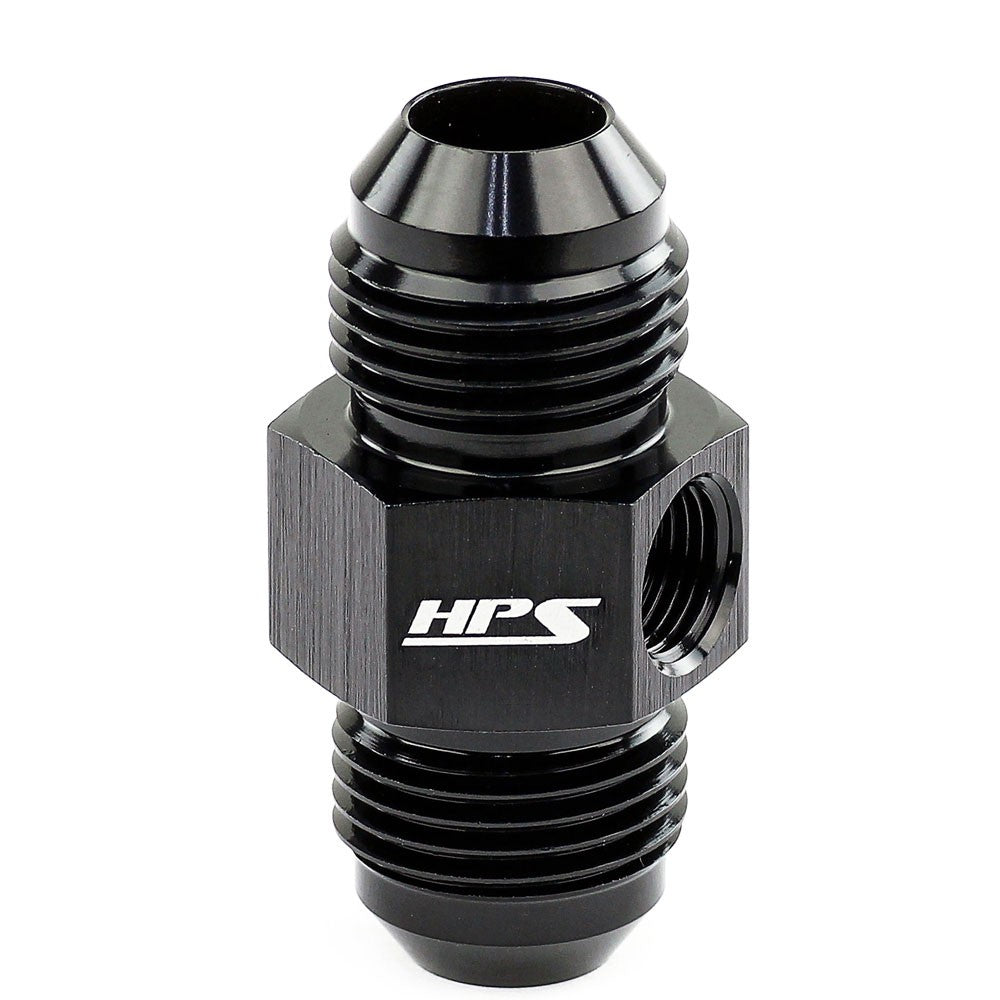 HPS AN Male to Male NPT Adapter (Side Port) Fitting [Tee] [AN -8] (Aluminum, Black)