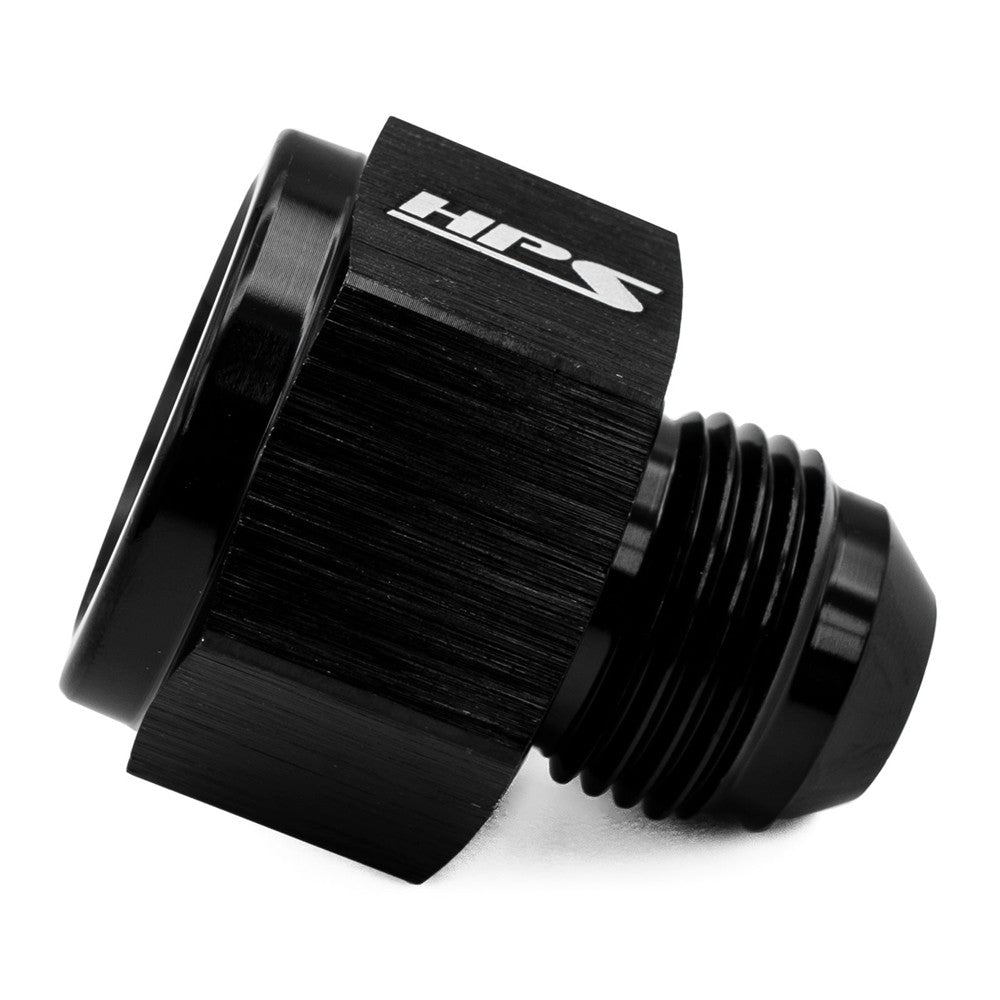 HPS AN Female to Male Flare Adapter (Reducer) Fitting [Straight] [AN -6 to -4] (Aluminum, Black)