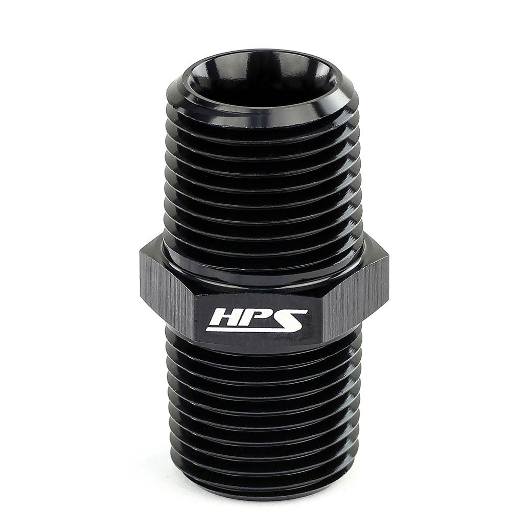 HPS NPT Male to Male Union Adapter Fitting [Straight] [1/2 NPT] (Aluminum, Black)