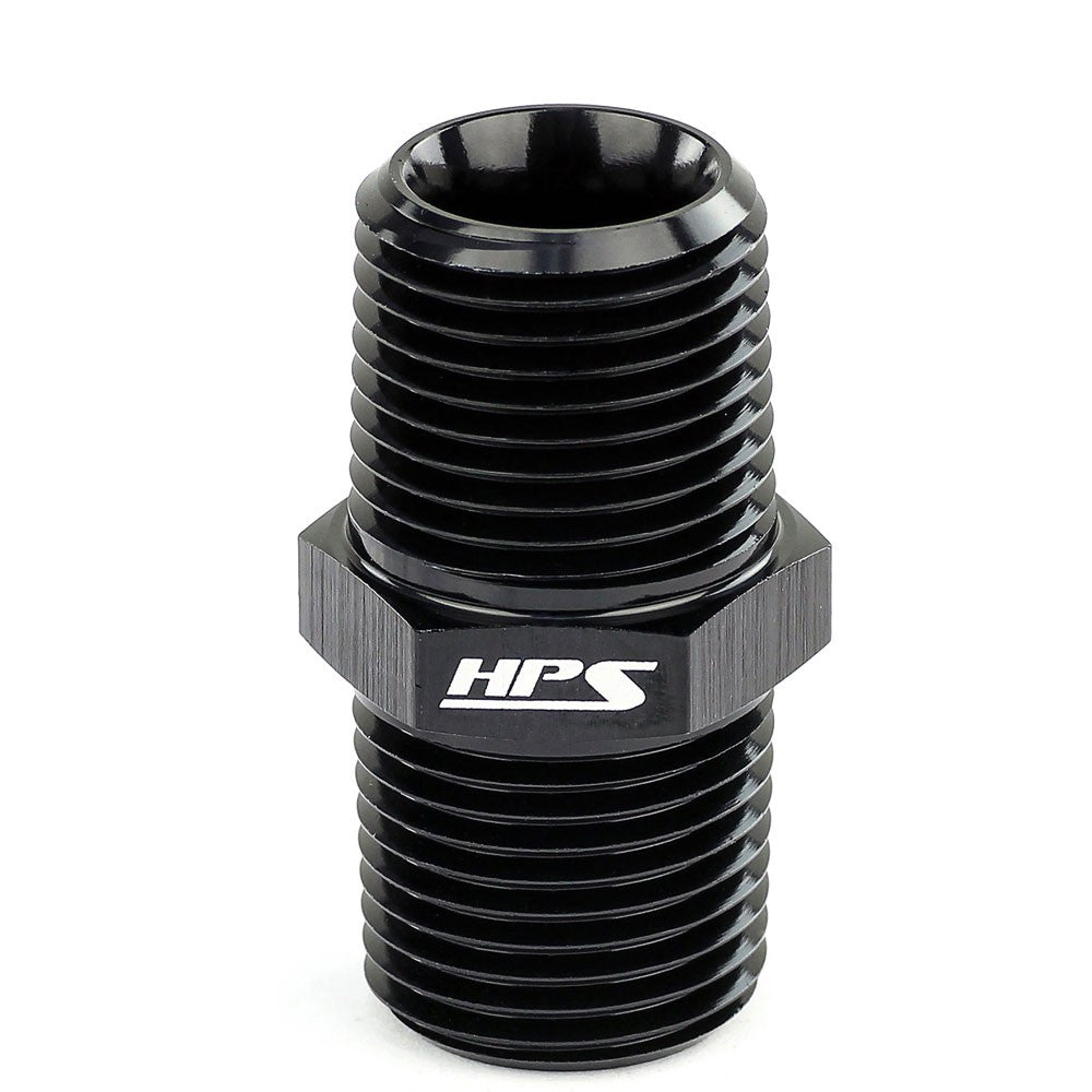 HPS NPT Male to Male Union Adapter Fitting [Straight] [3/8 NPT] (Aluminum, Black)